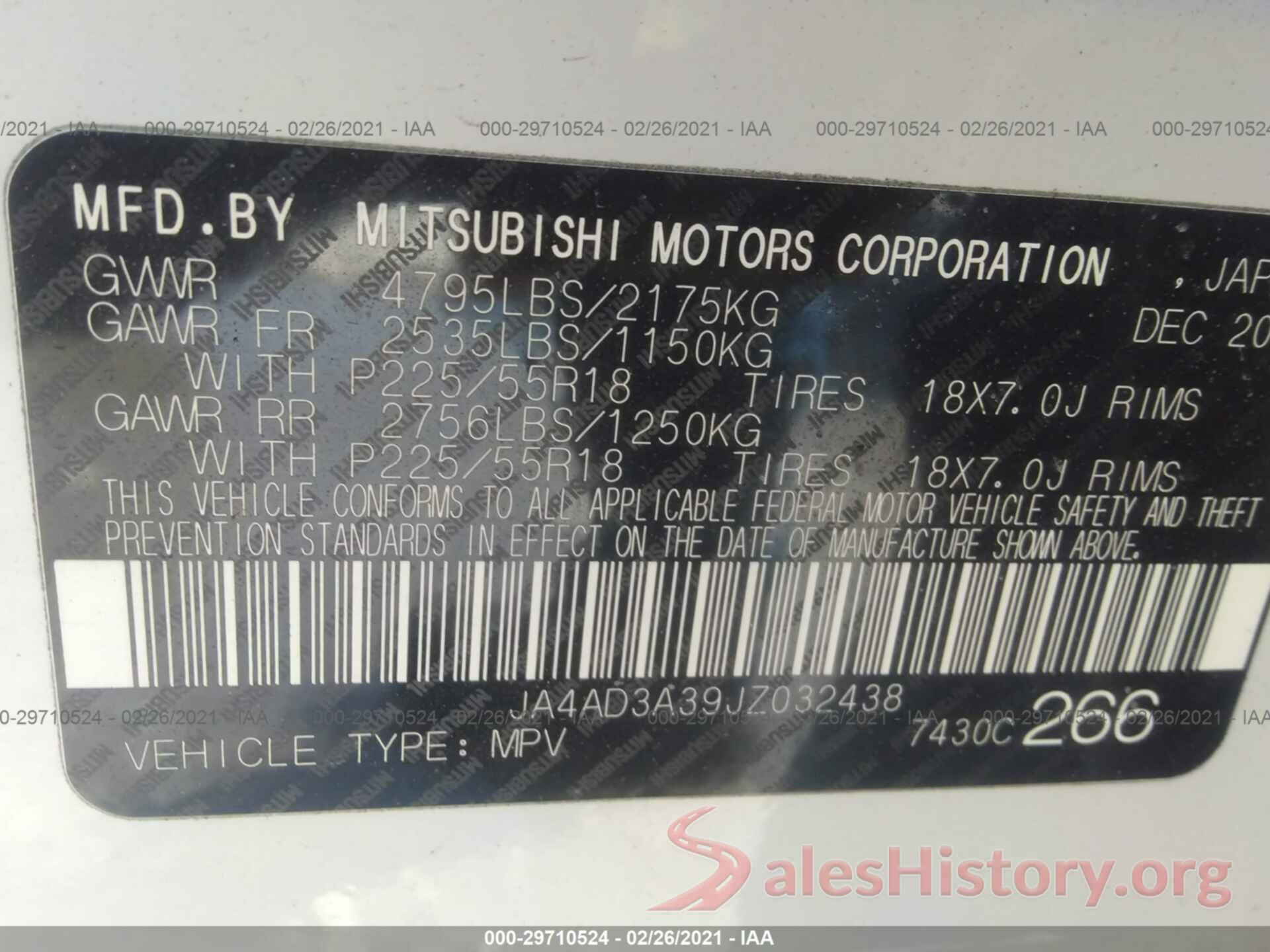 JA4AD3A39JZ032438 2018 MITSUBISHI OUTLANDER