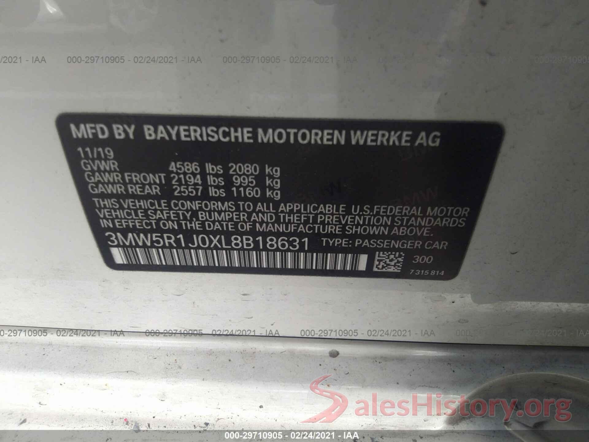 3MW5R1J0XL8B18631 2020 BMW 3 SERIES