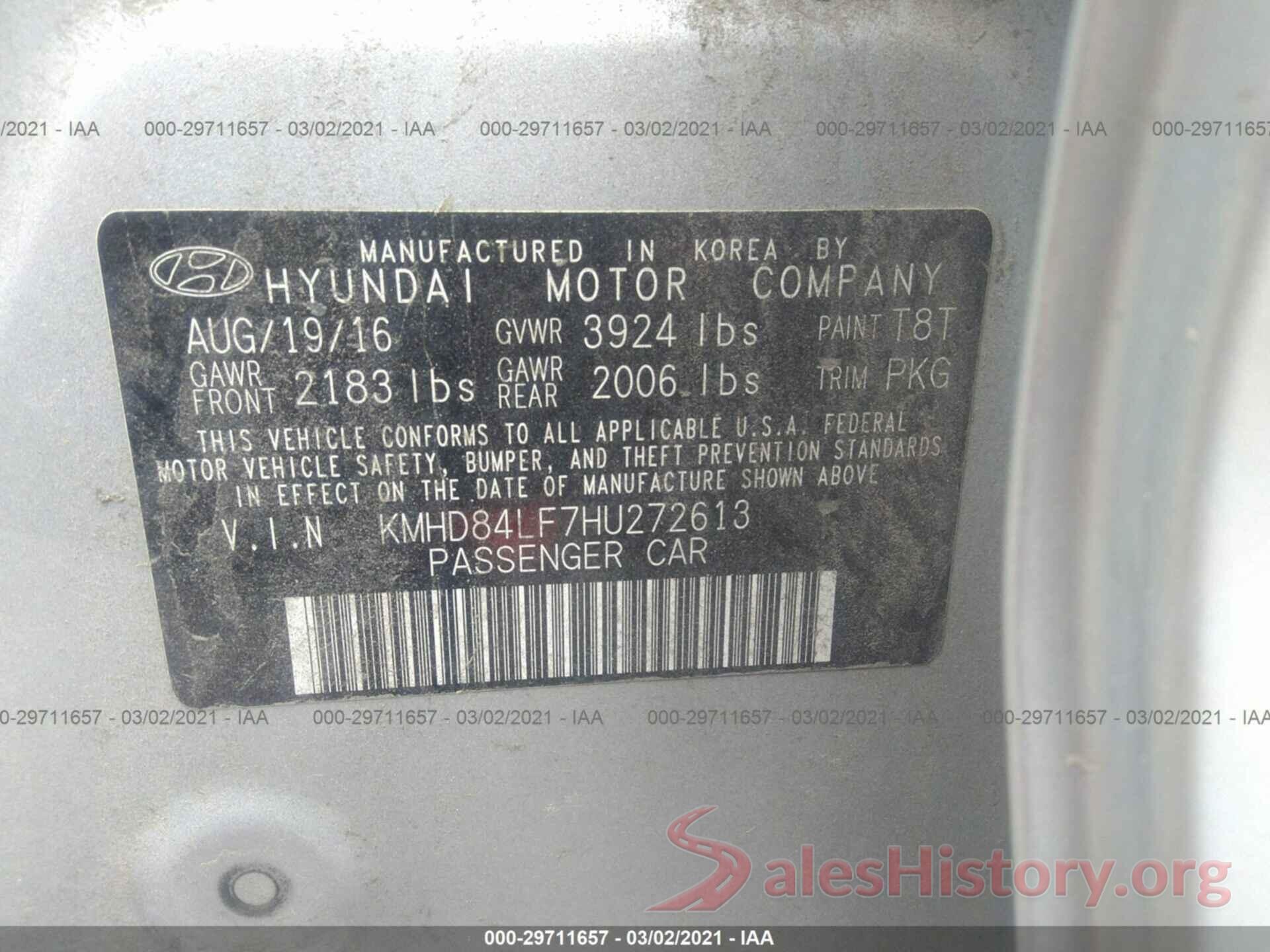 KMHD84LF7HU272613 2017 HYUNDAI ELANTRA