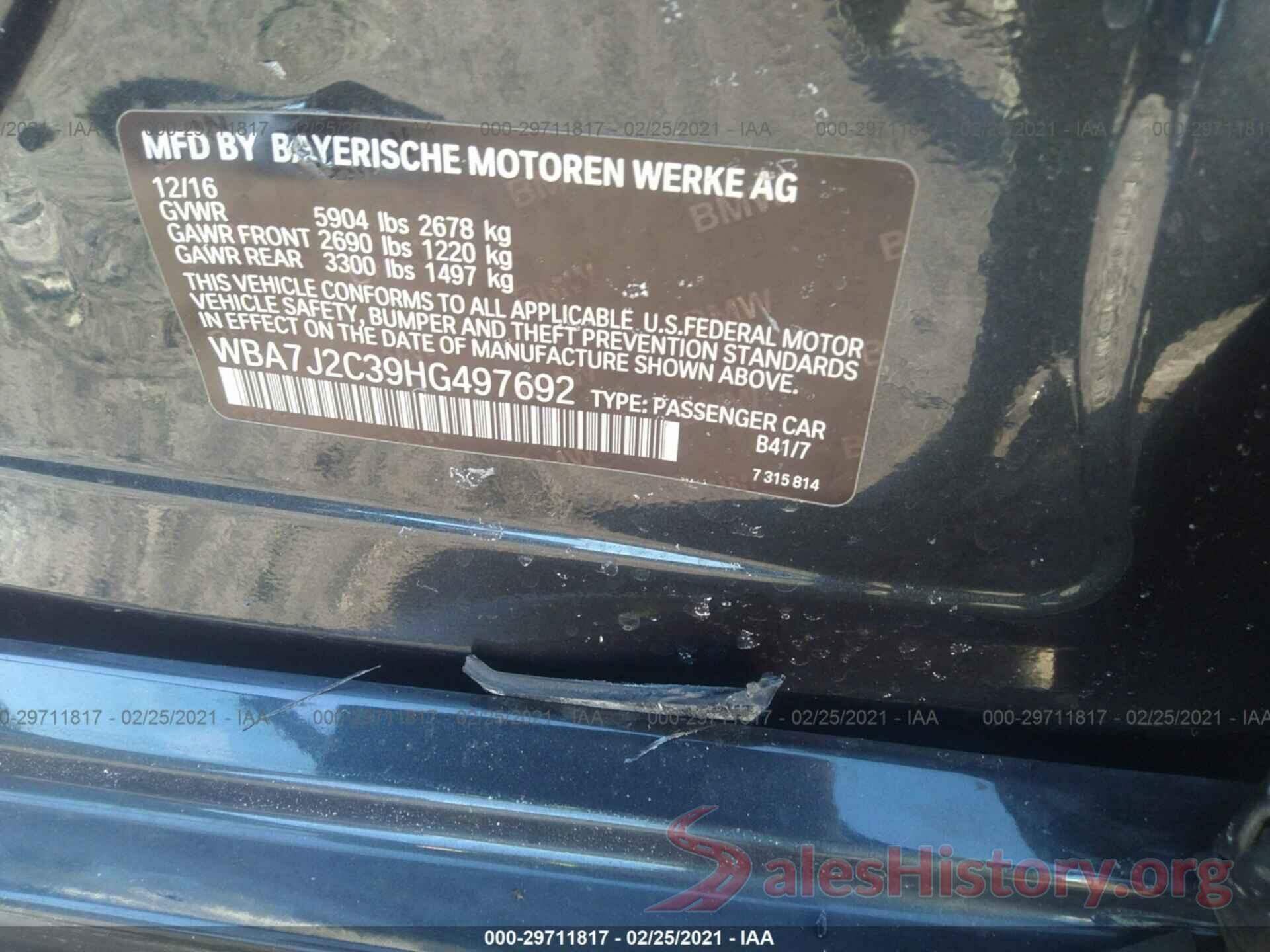 WBA7J2C39HG497692 2017 BMW 7 SERIES