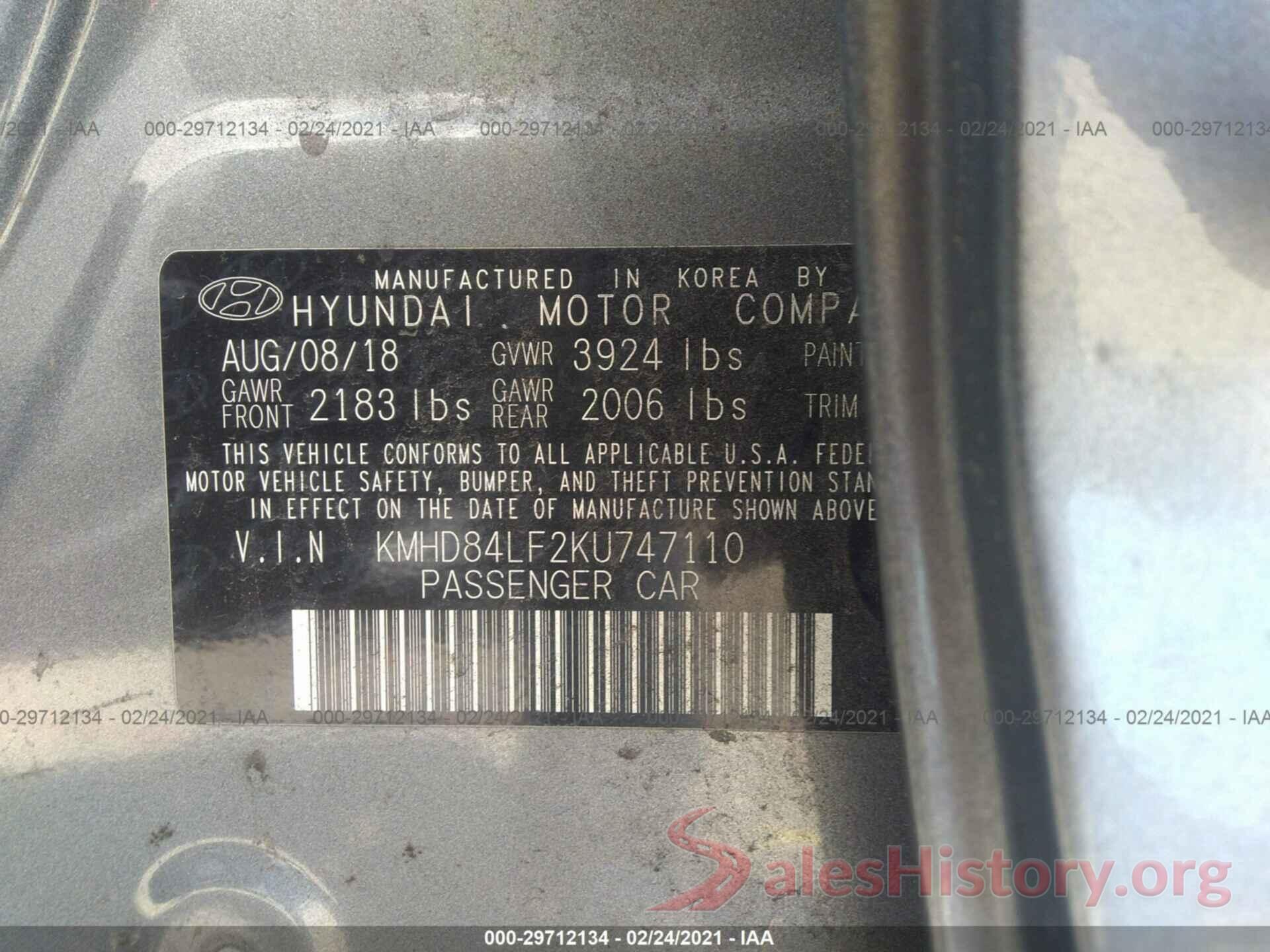 KMHD84LF2KU747110 2019 HYUNDAI ELANTRA