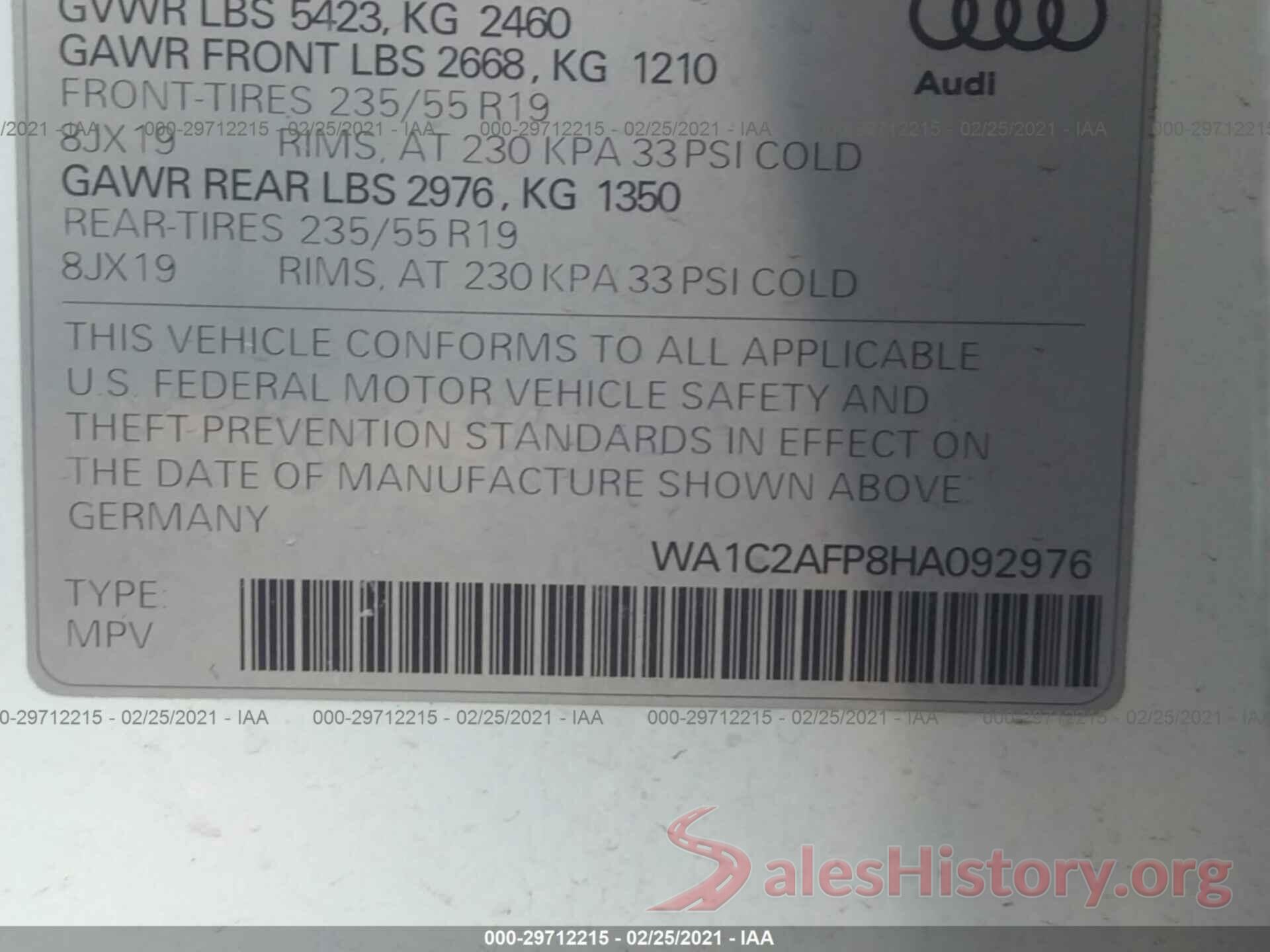 WA1C2AFP8HA092976 2017 AUDI Q5