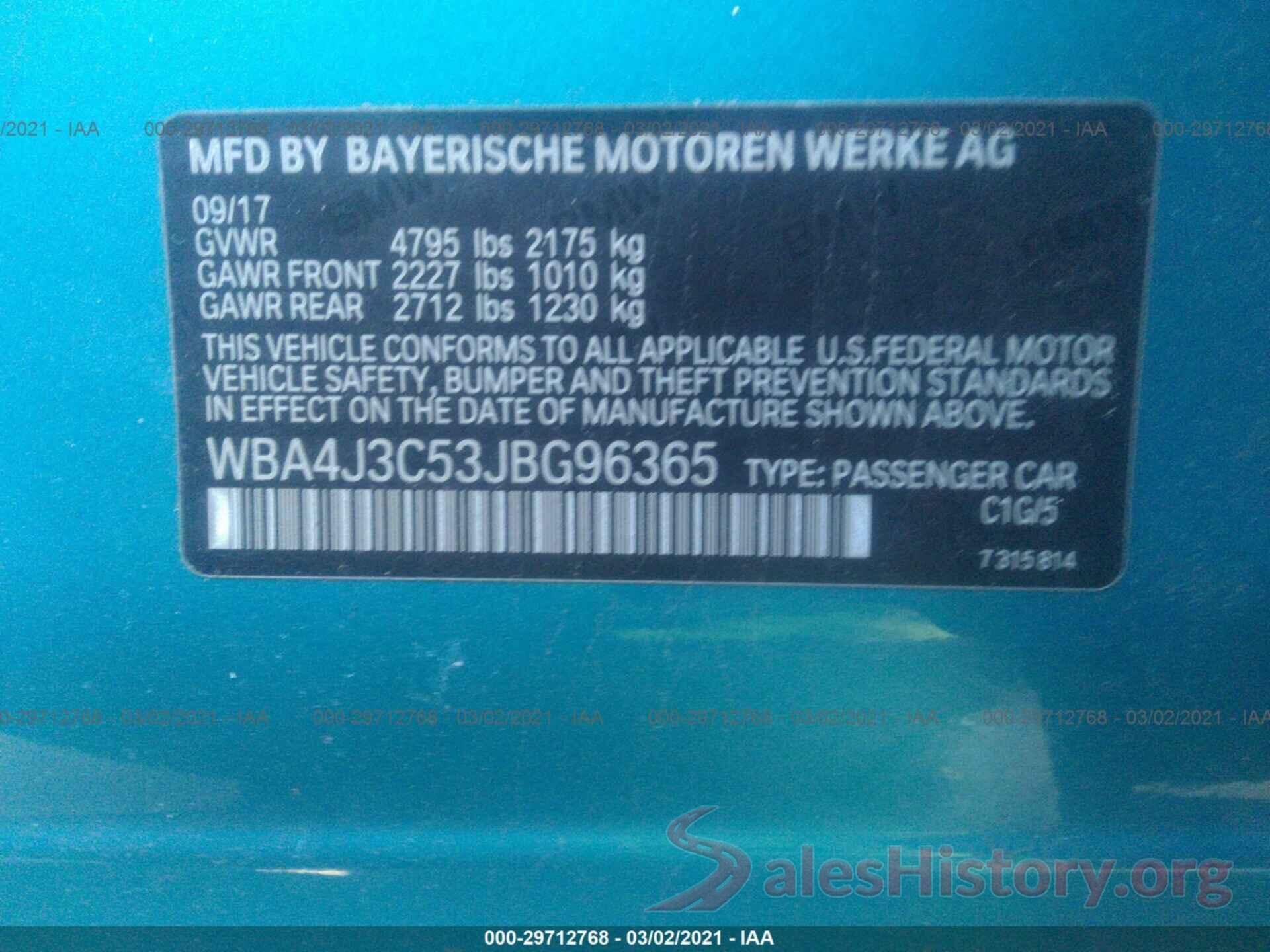 WBA4J3C53JBG96365 2018 BMW 4 SERIES