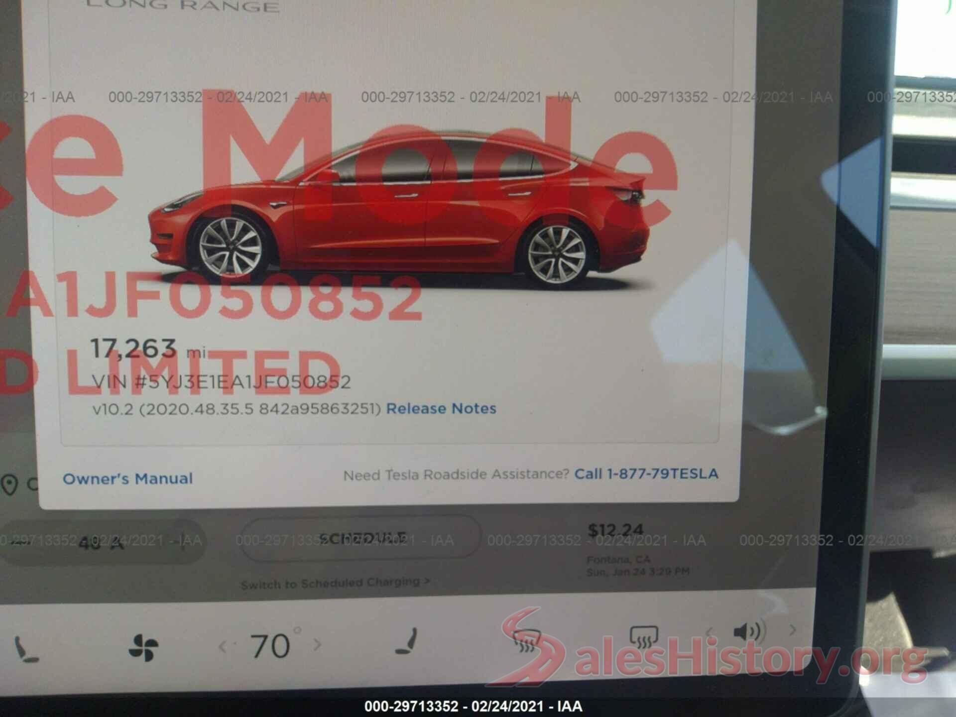 5YJ3E1EA1JF050852 2018 TESLA MODEL 3