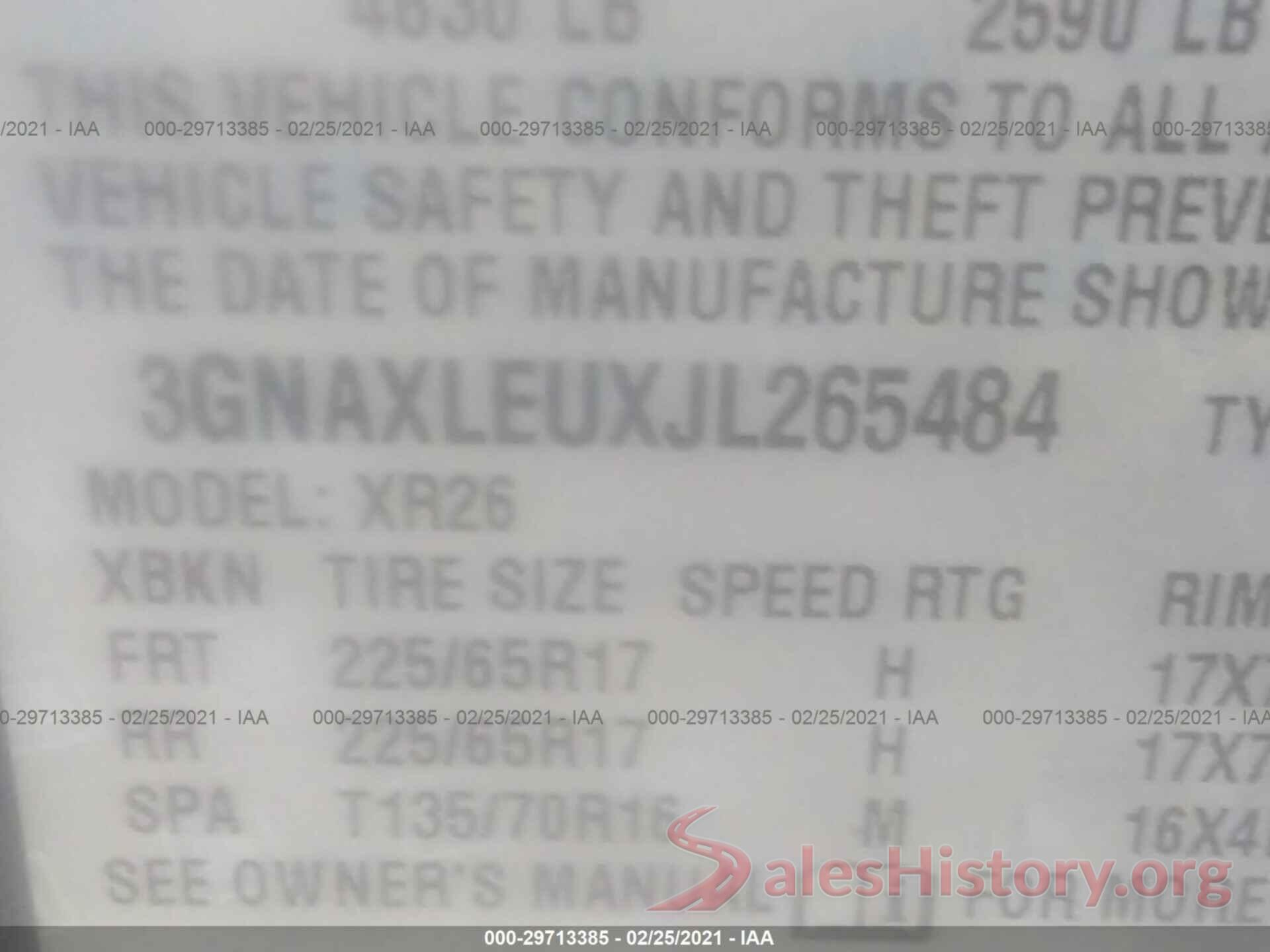 3GNAXLEUXJL265484 2018 CHEVROLET EQUINOX