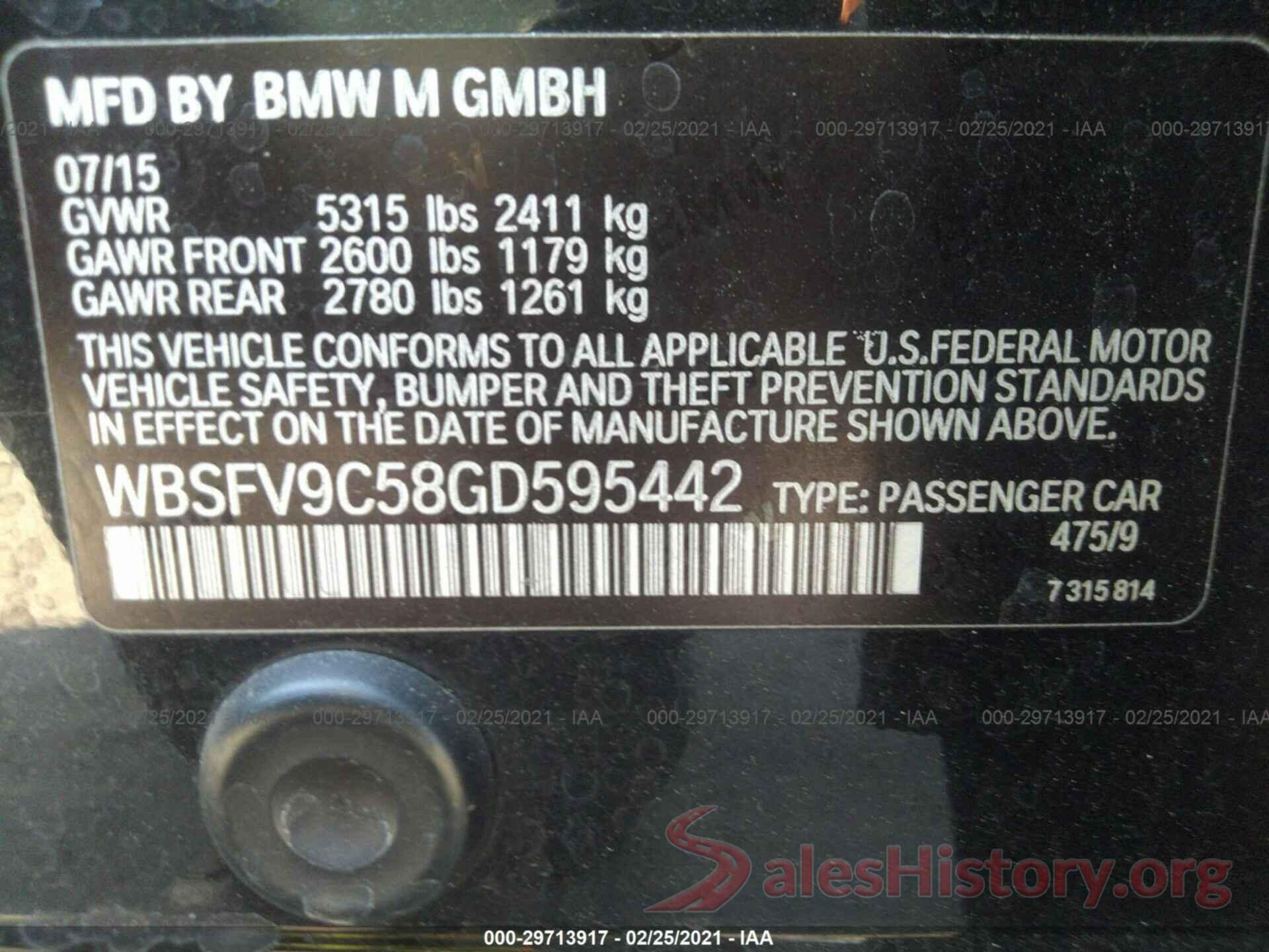 WBSFV9C58GD595442 2016 BMW M5