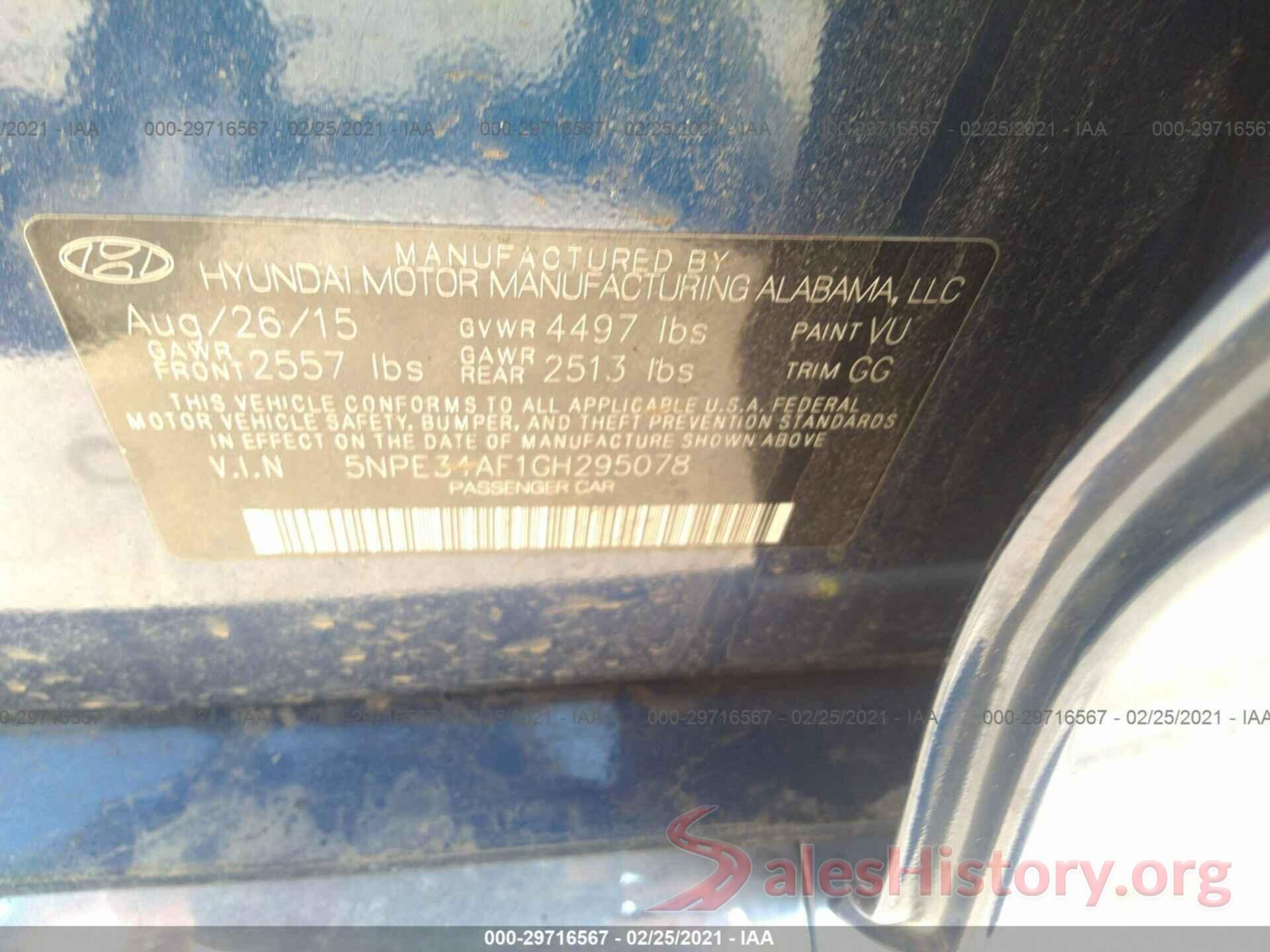 5NPE34AF1GH295078 2016 HYUNDAI SONATA