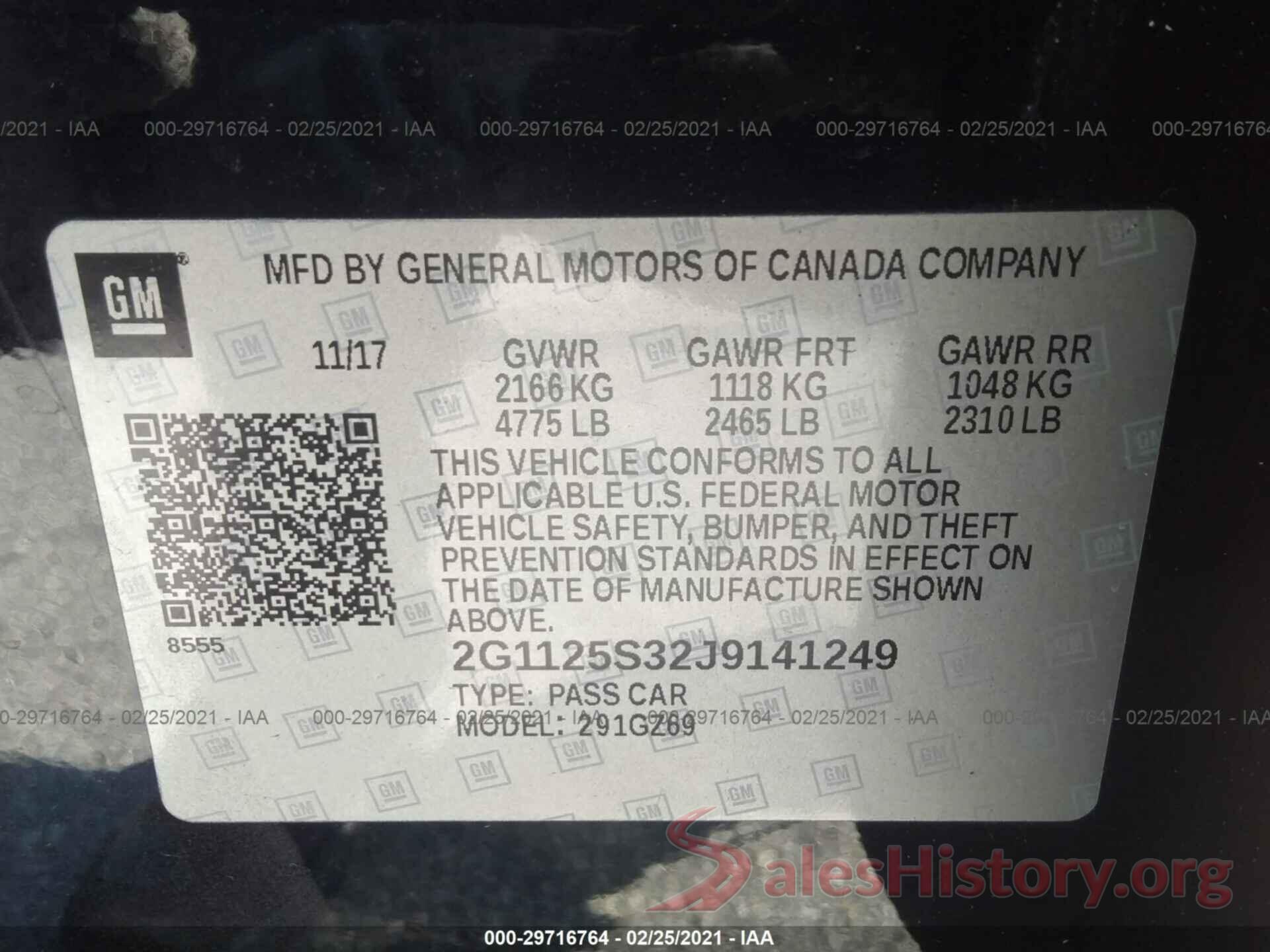 2G1125S32J9141249 2018 CHEVROLET IMPALA