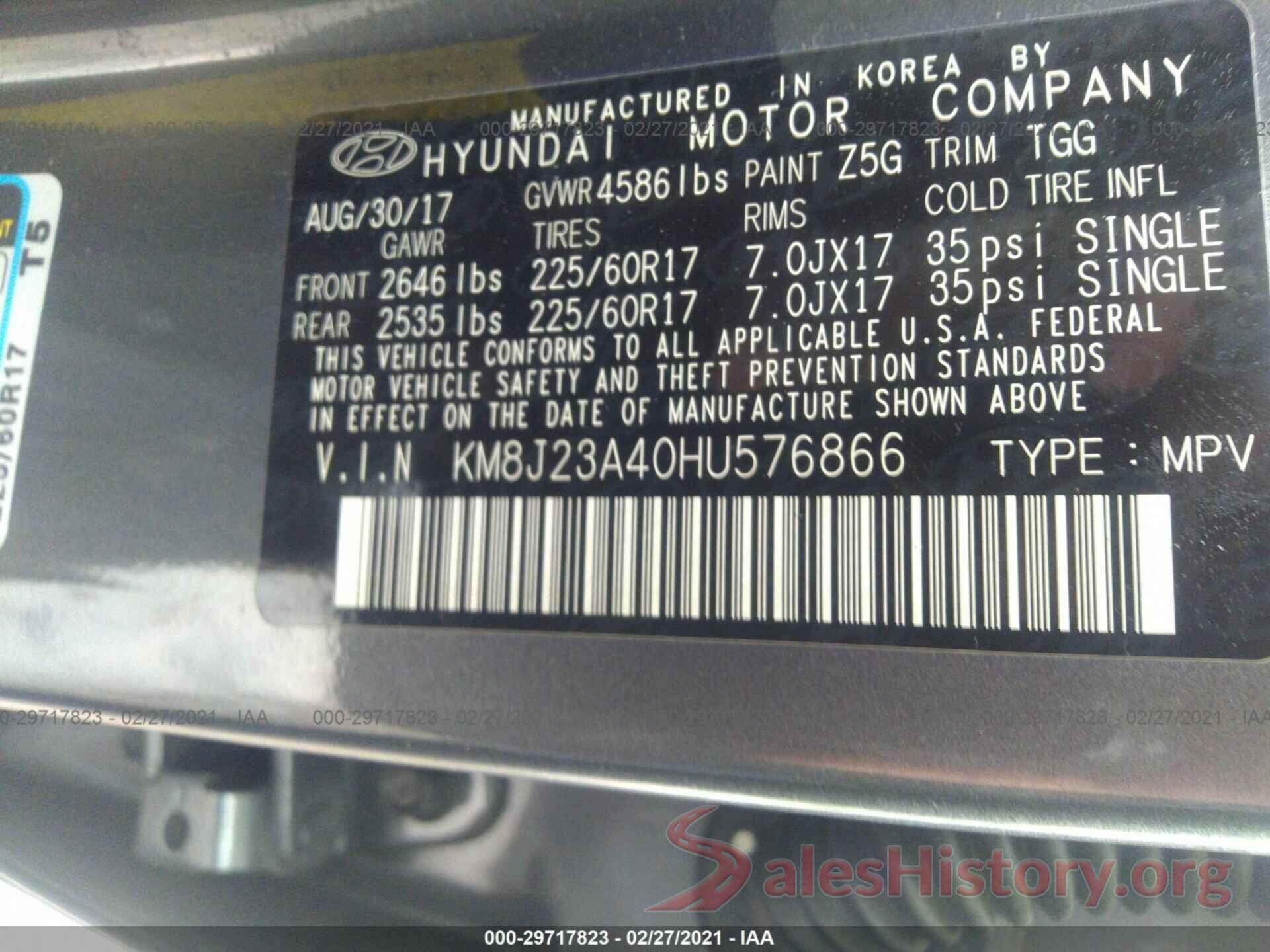 KM8J23A40HU576866 2017 HYUNDAI TUCSON