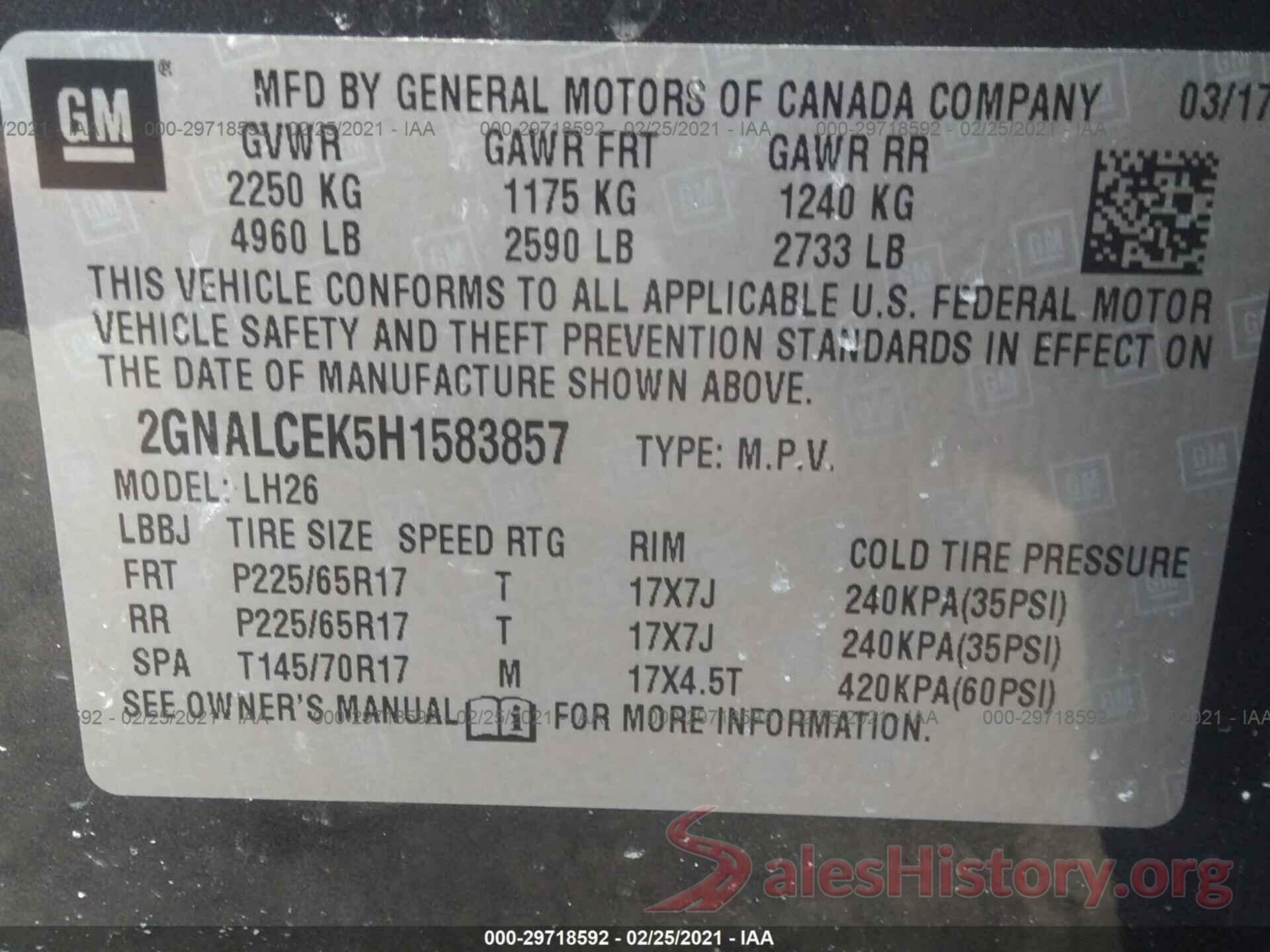 2GNALCEK5H1583857 2017 CHEVROLET EQUINOX