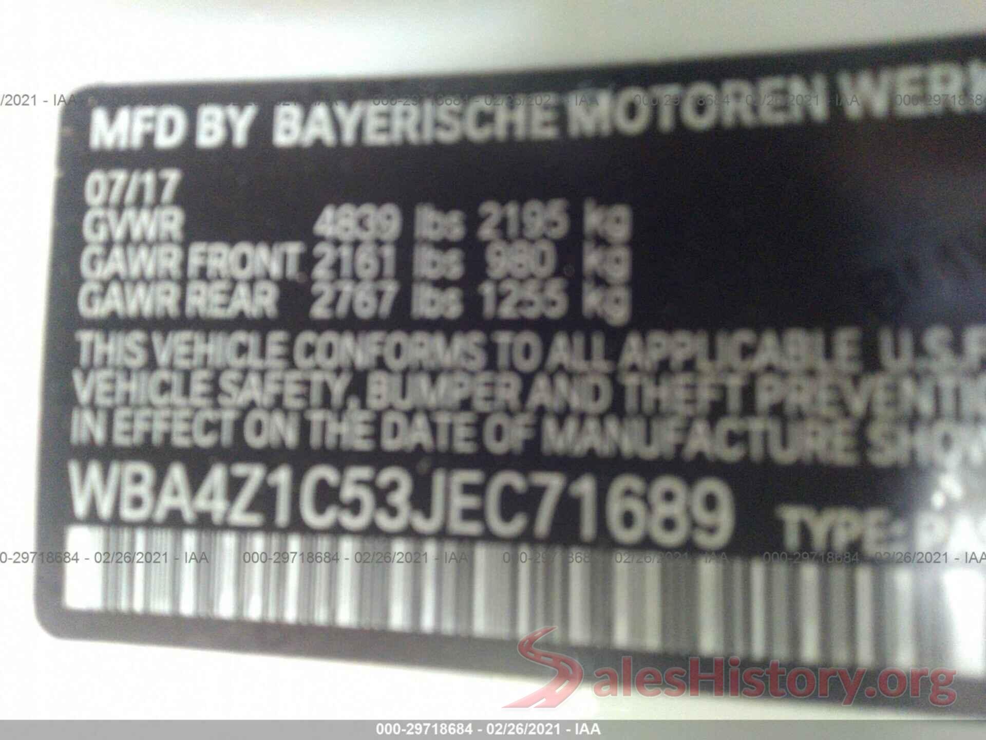 WBA4Z1C53JEC71689 2018 BMW 4 SERIES