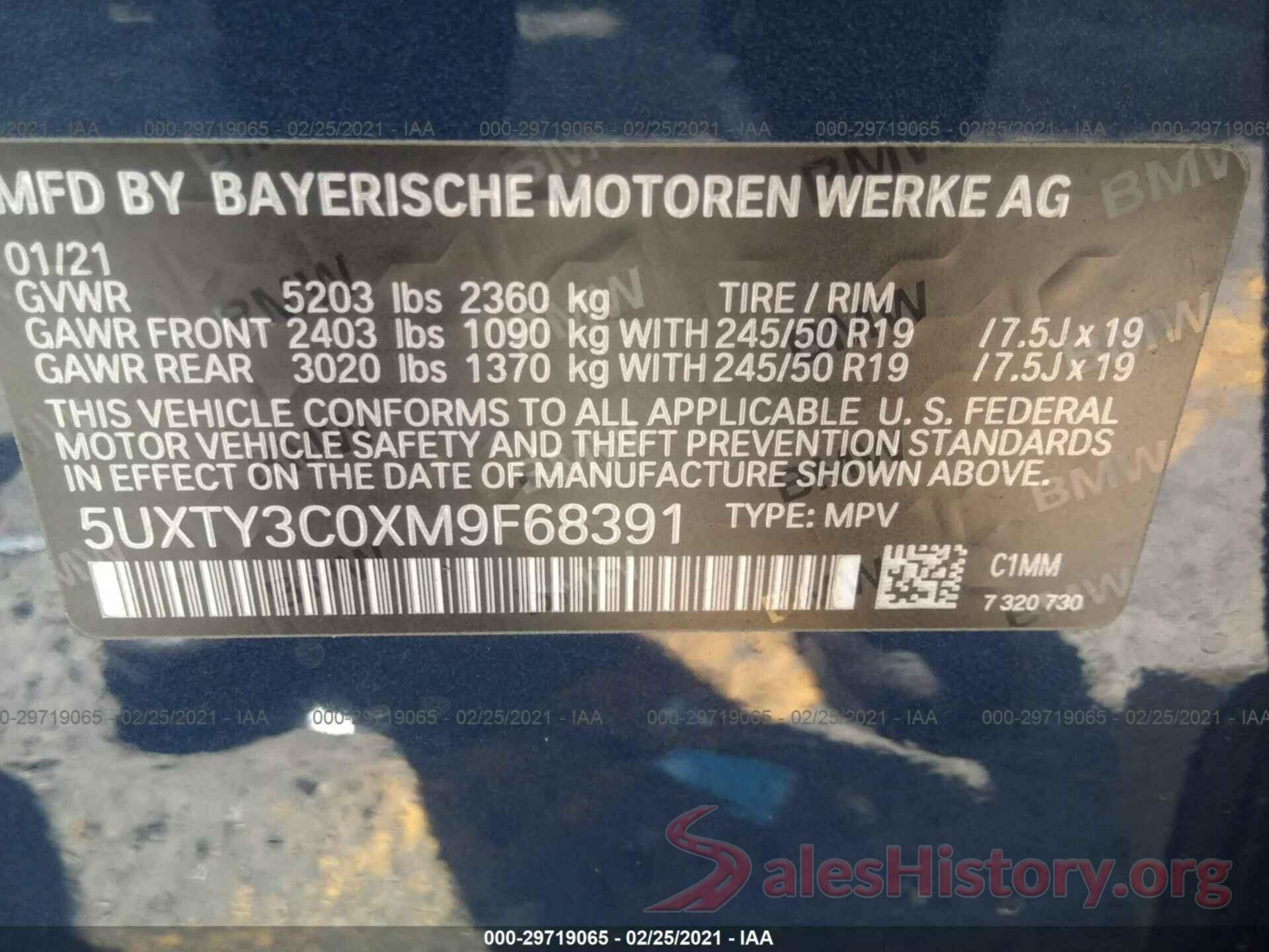 5UXTY3C0XM9F68391 2021 BMW X3