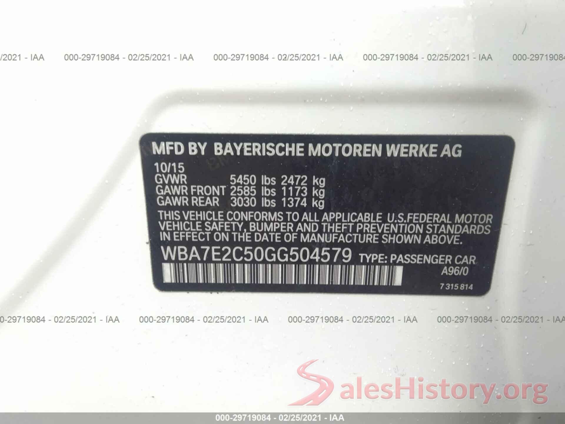 WBA7E2C50GG504579 2016 BMW 7 SERIES