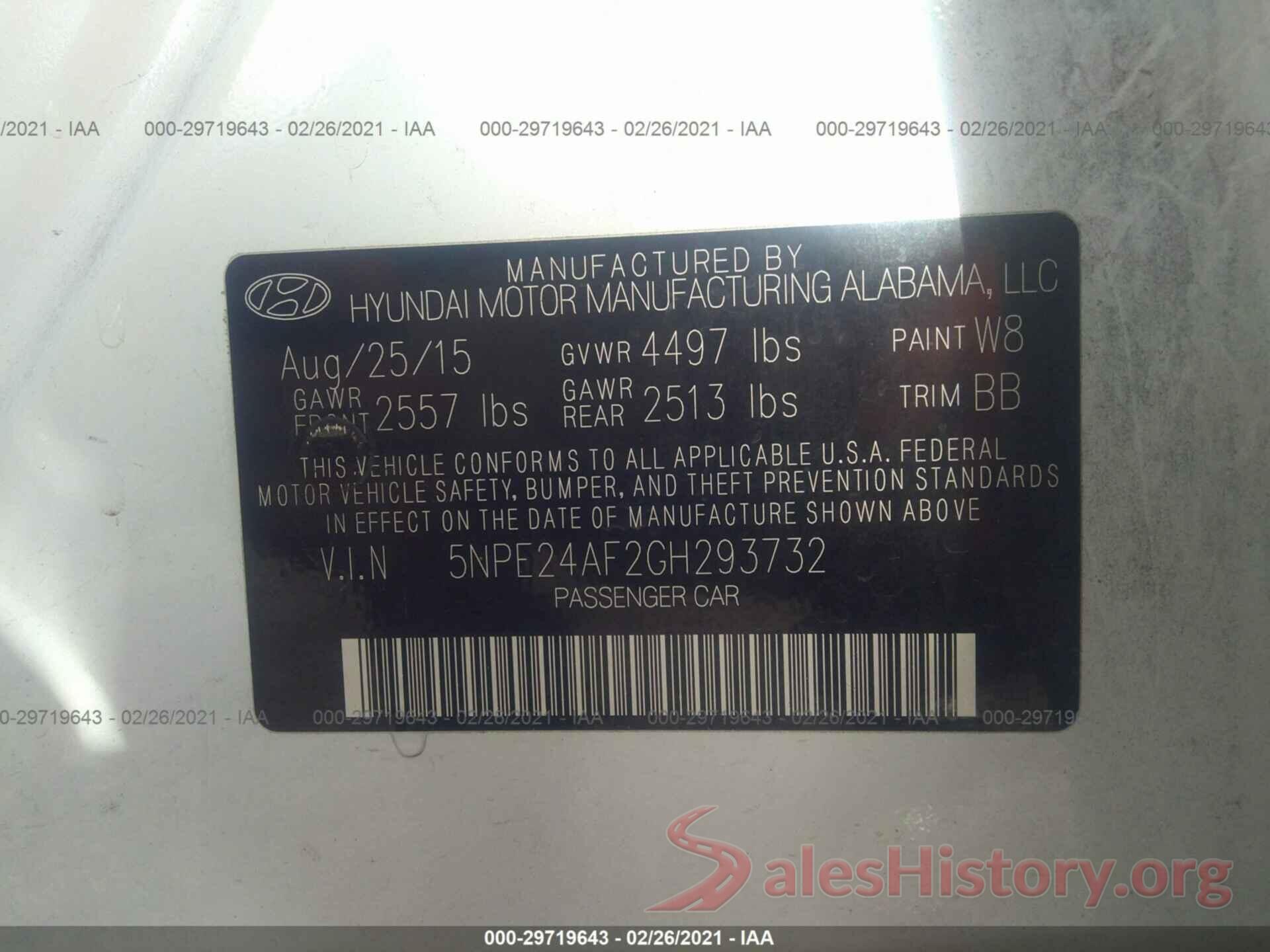 5NPE24AF2GH293732 2016 HYUNDAI SONATA