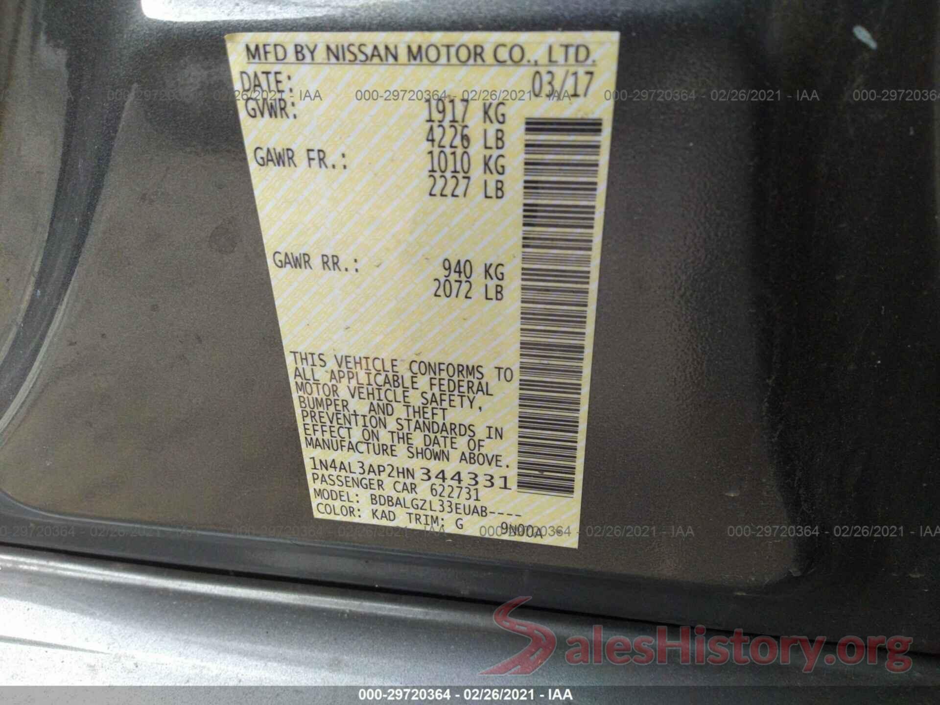 1N4AL3AP2HN344331 2017 NISSAN ALTIMA