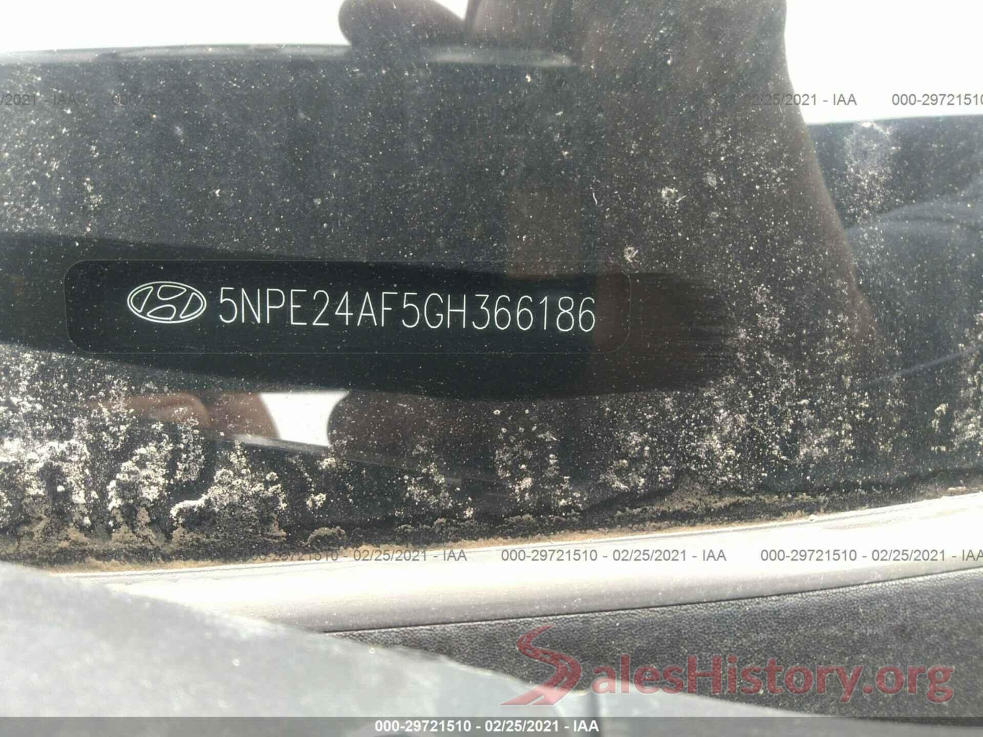 5NPE24AF5GH366186 2016 HYUNDAI SONATA