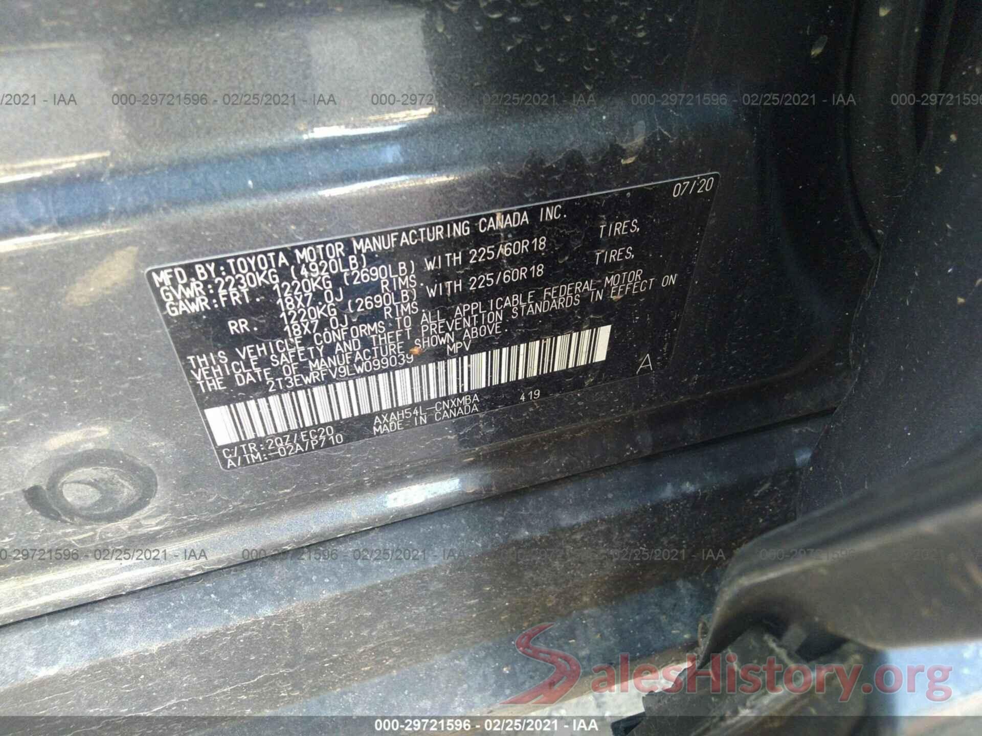 2T3EWRFV9LW099039 2020 TOYOTA RAV4