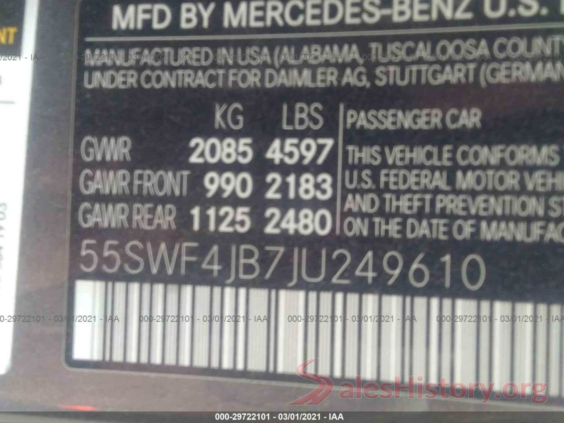 55SWF4JB7JU249610 2018 MERCEDES-BENZ C-CLASS