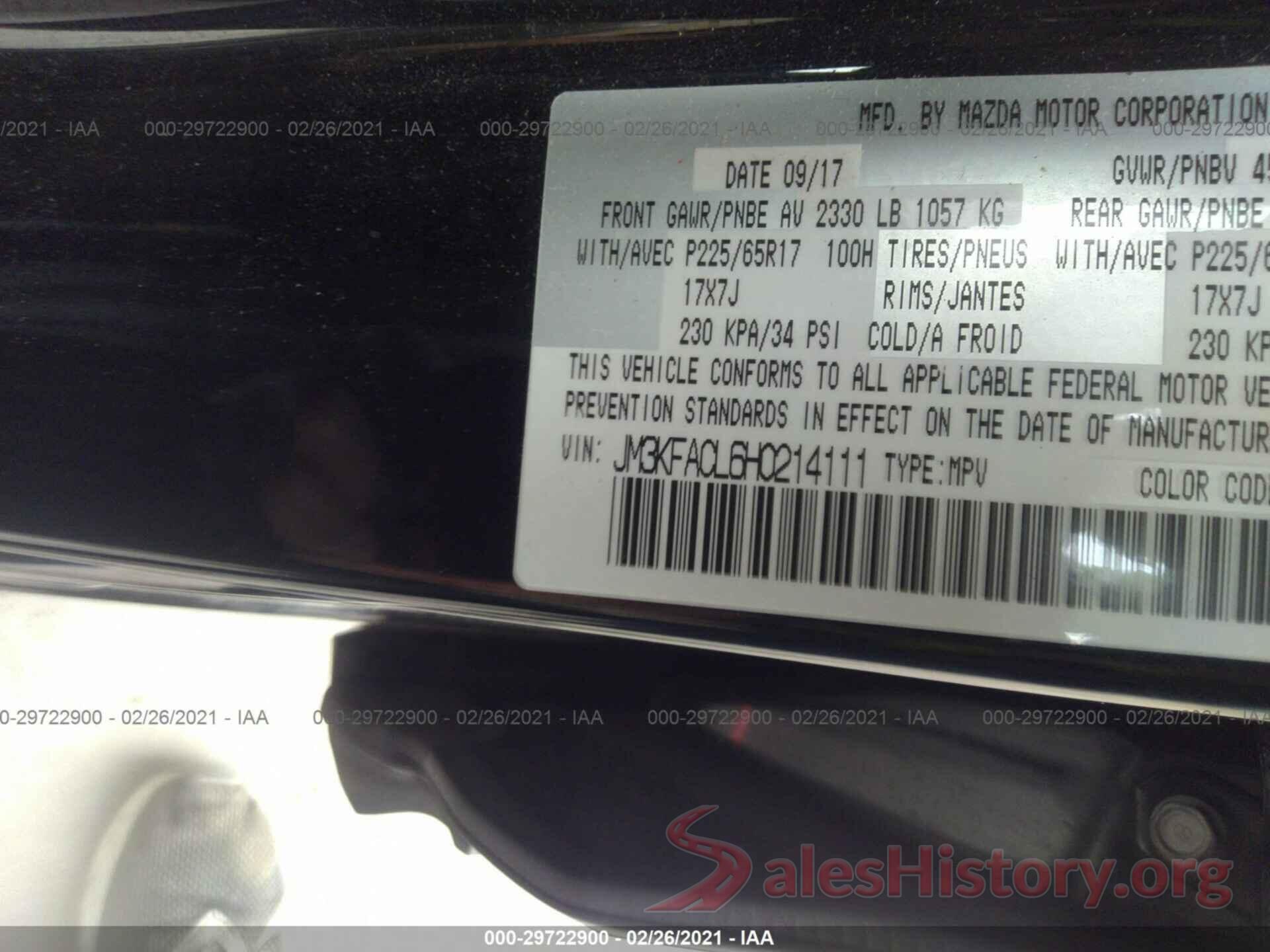 JM3KFACL6H0214111 2017 MAZDA CX-5