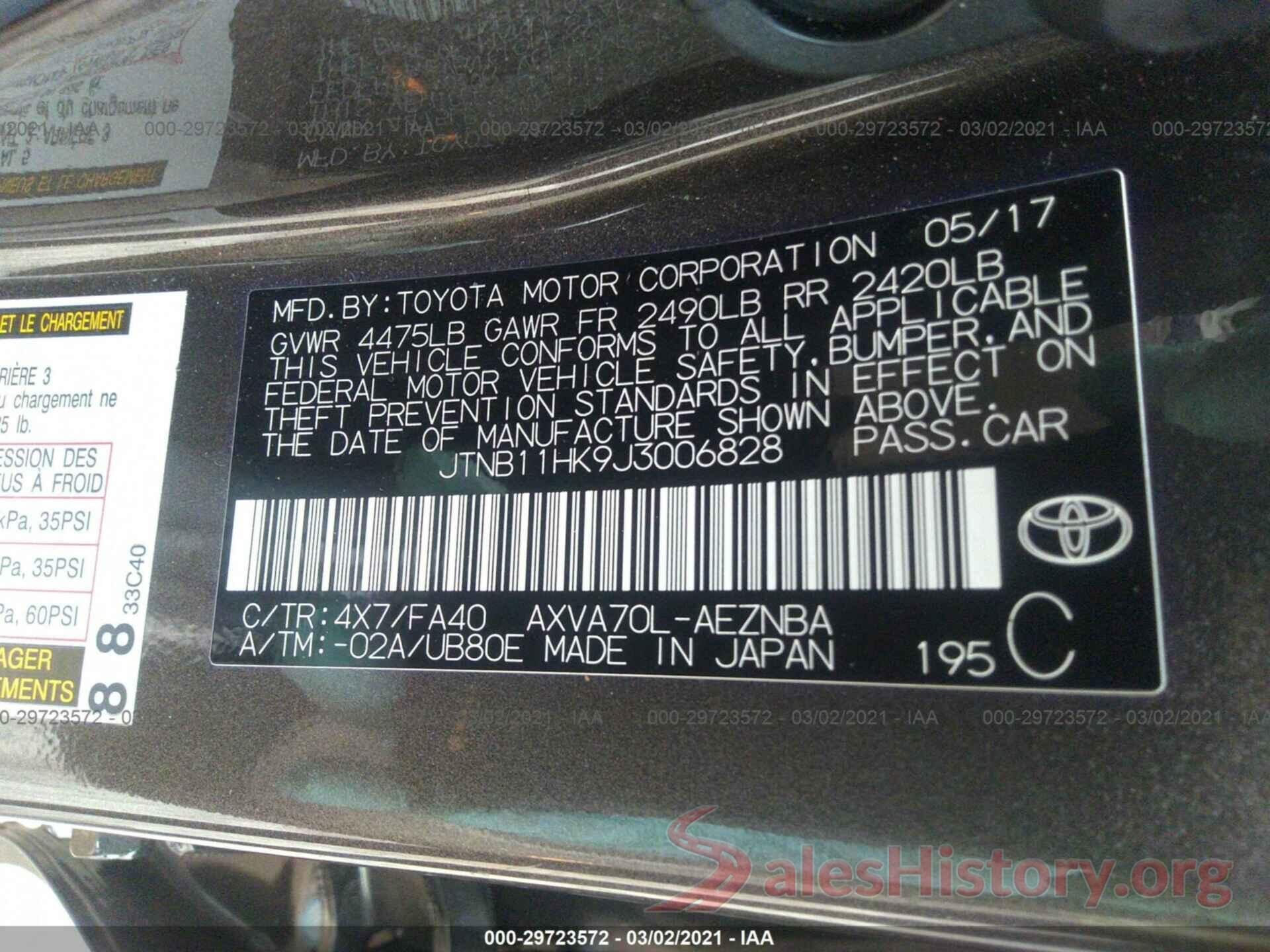 JTNB11HK9J3006828 2018 TOYOTA CAMRY