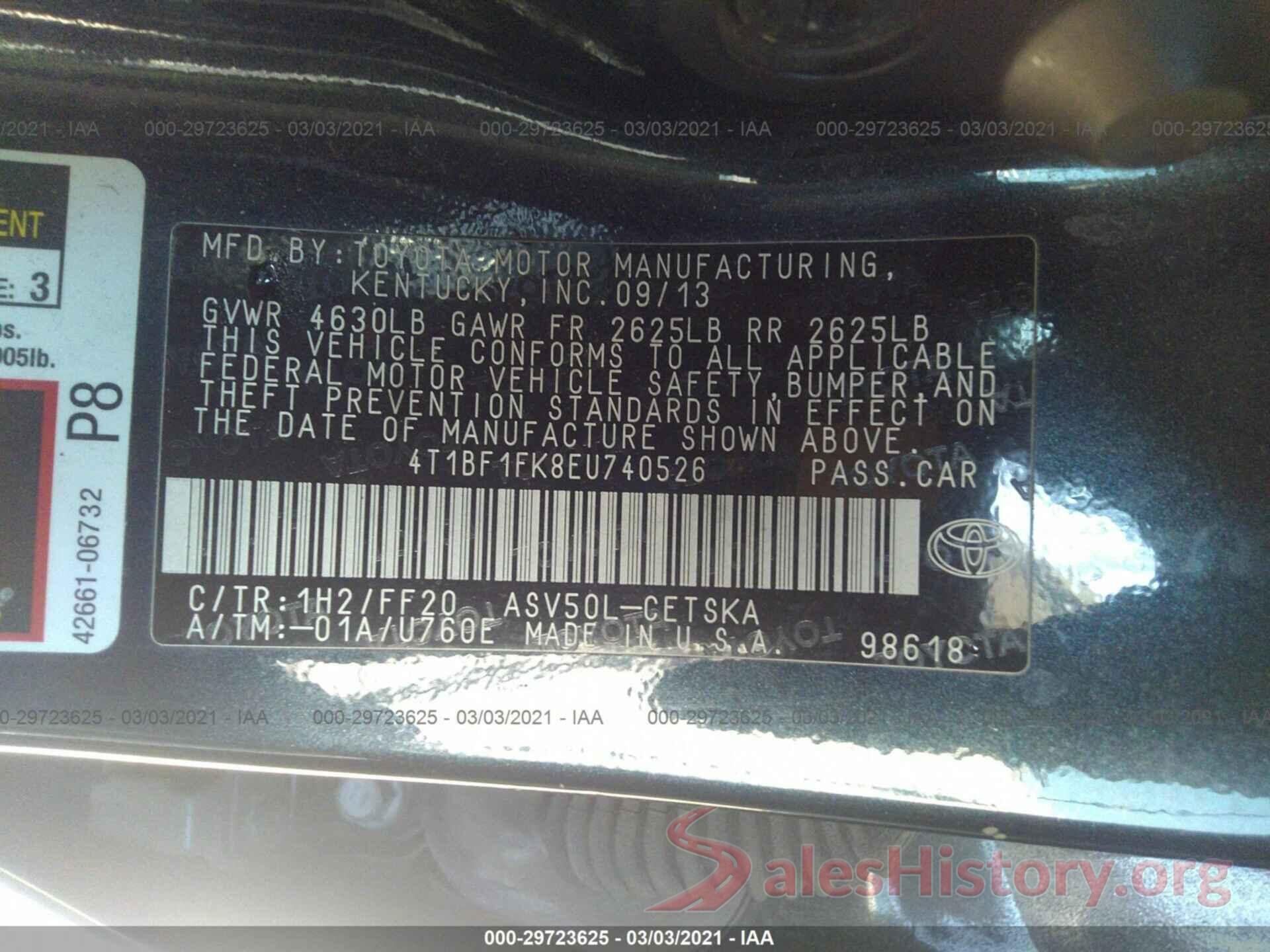 4T1BF1FK8EU740526 2014 TOYOTA CAMRY