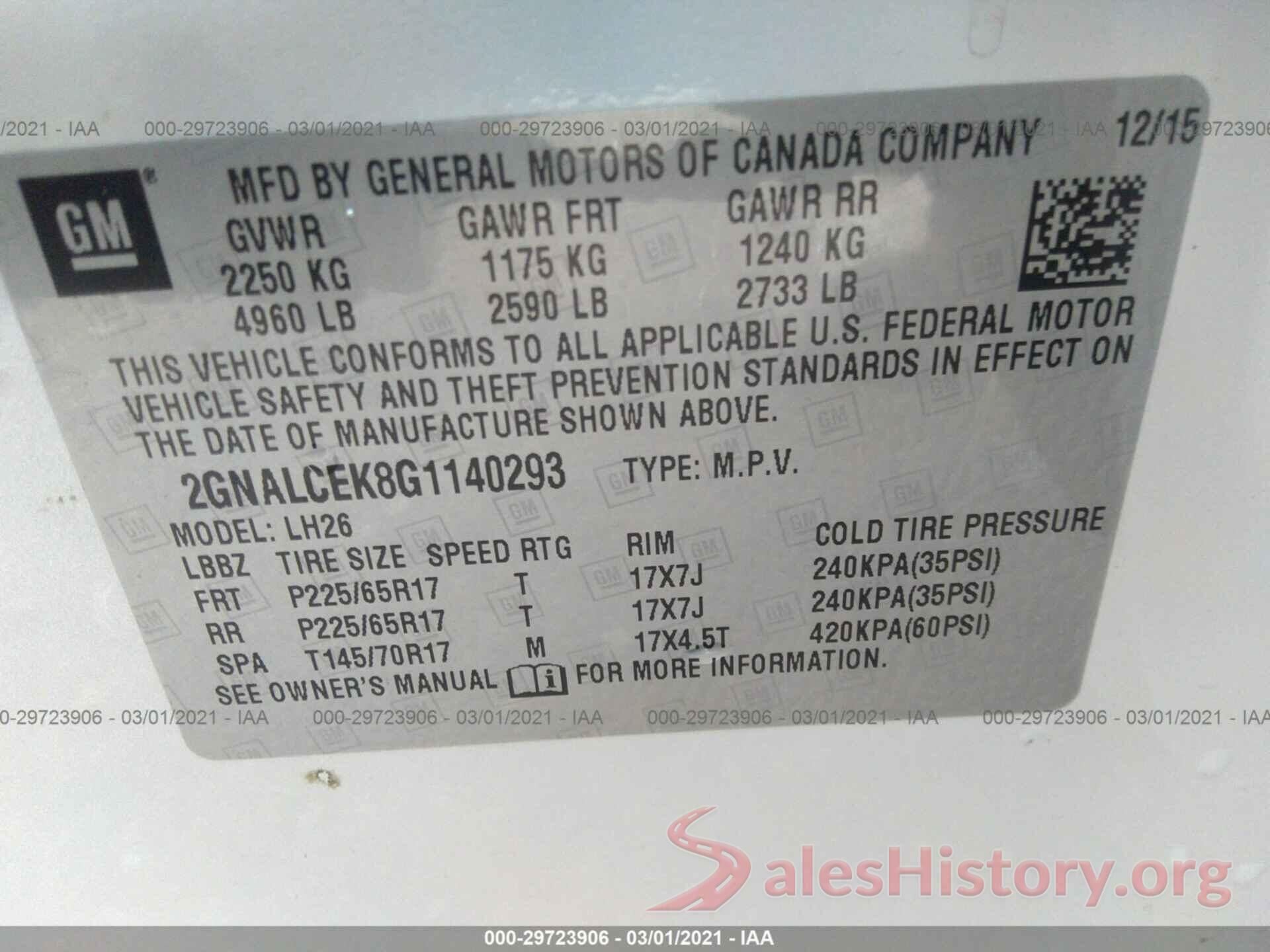 2GNALCEK8G1140293 2016 CHEVROLET EQUINOX