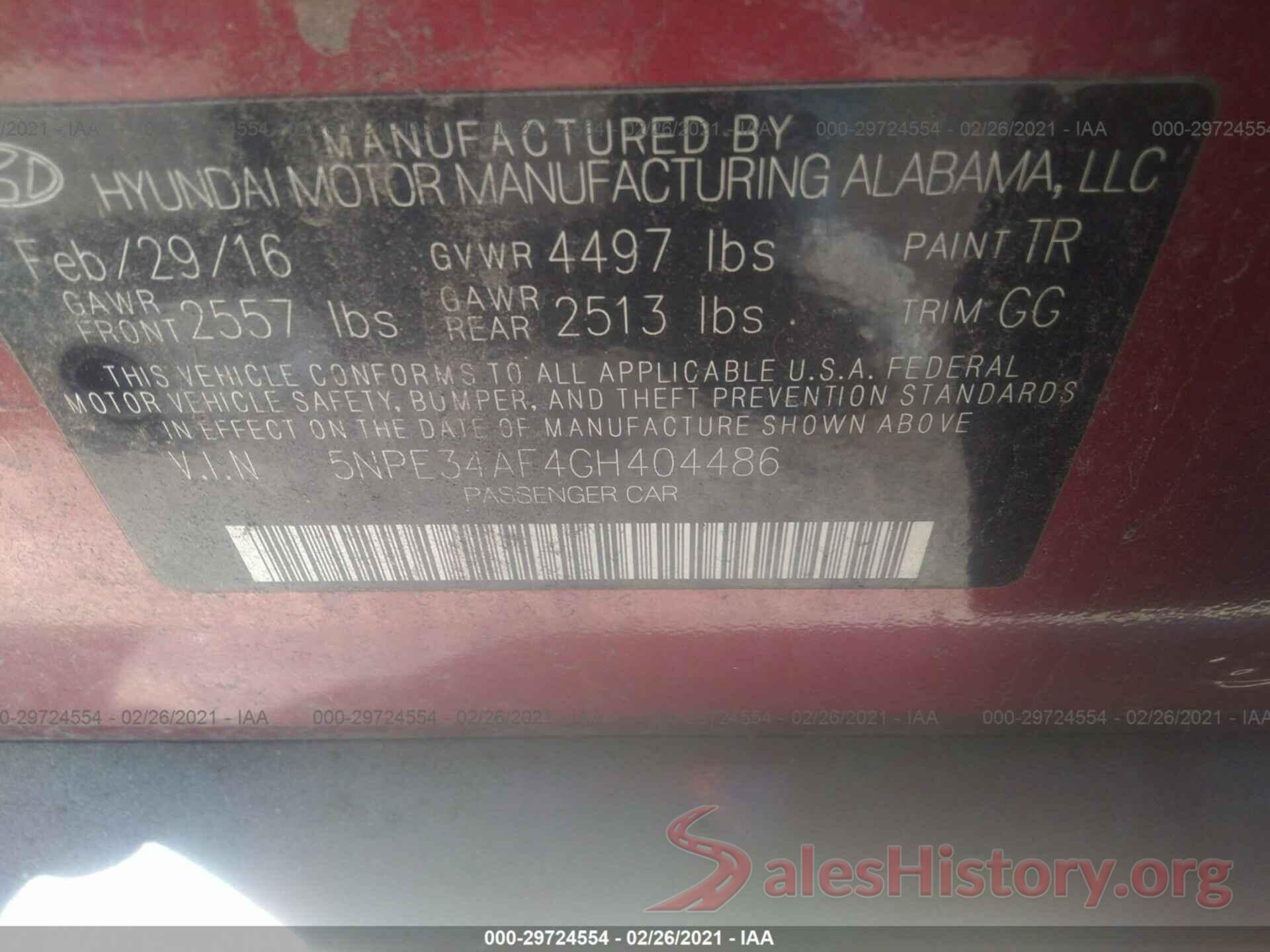 5NPE34AF4GH404486 2016 HYUNDAI SONATA