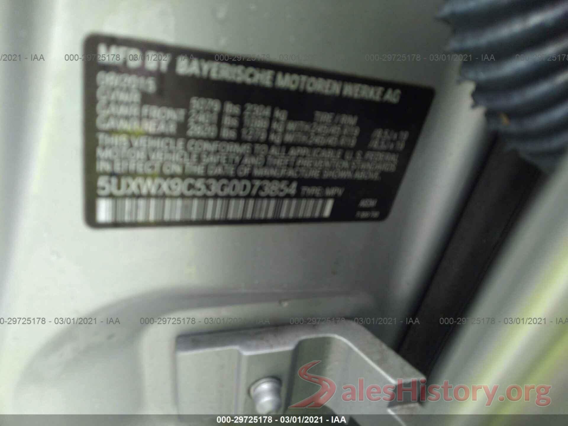 5UXWX9C53G0D73854 2016 BMW X3