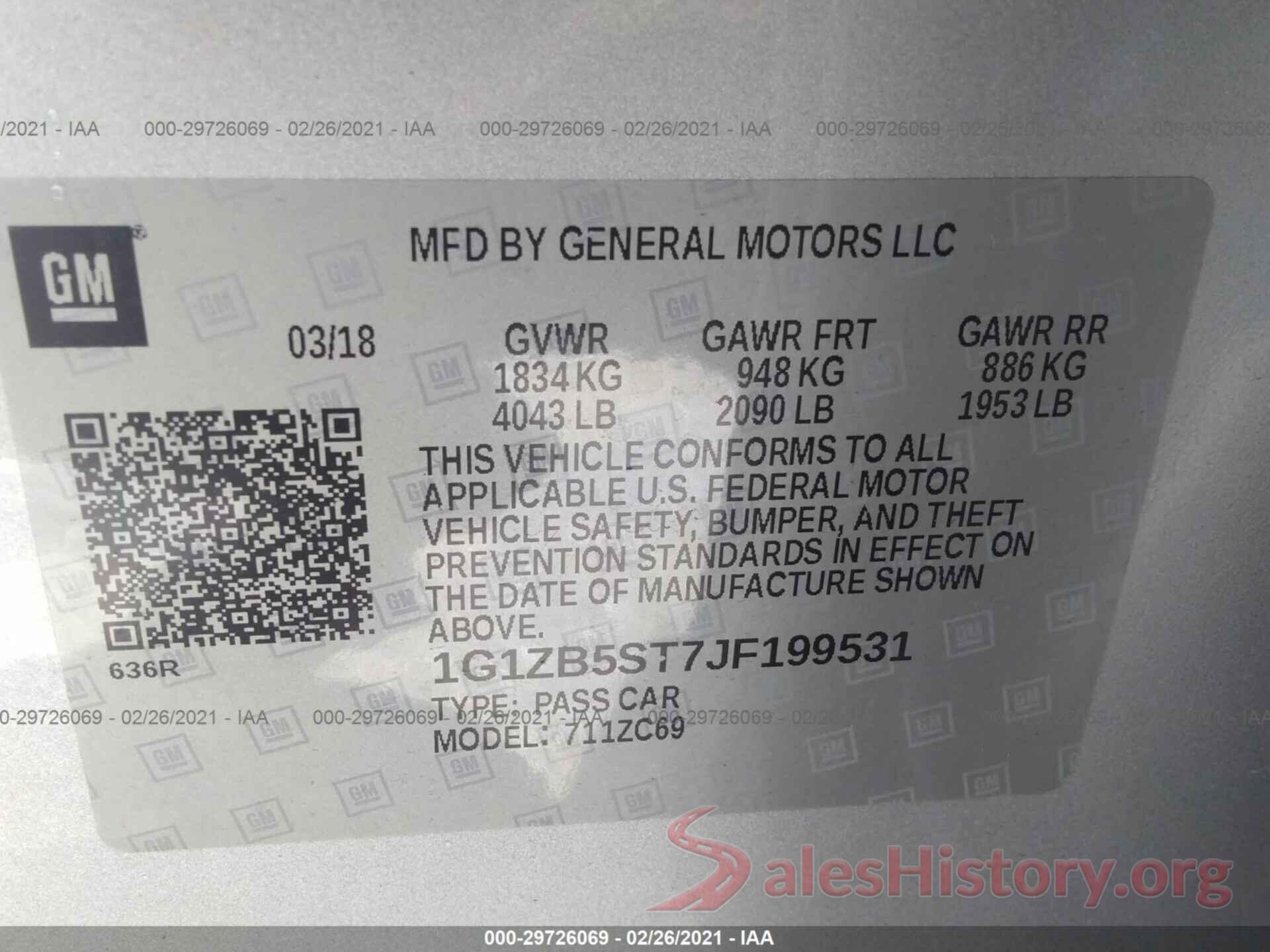 1G1ZB5ST7JF199531 2018 CHEVROLET MALIBU