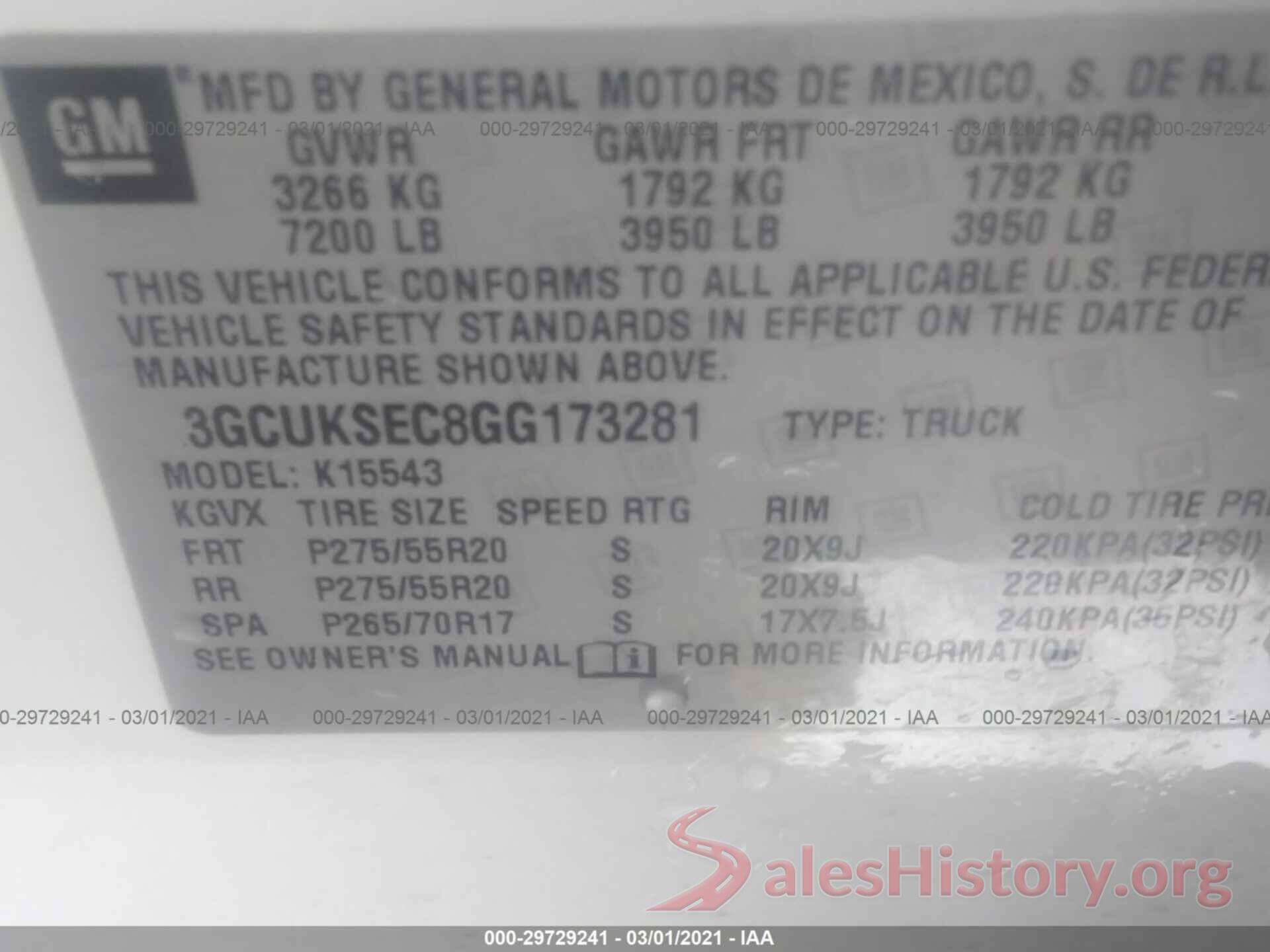 3GCUKSEC8GG173281 2016 CHEVROLET SILVERADO 1500