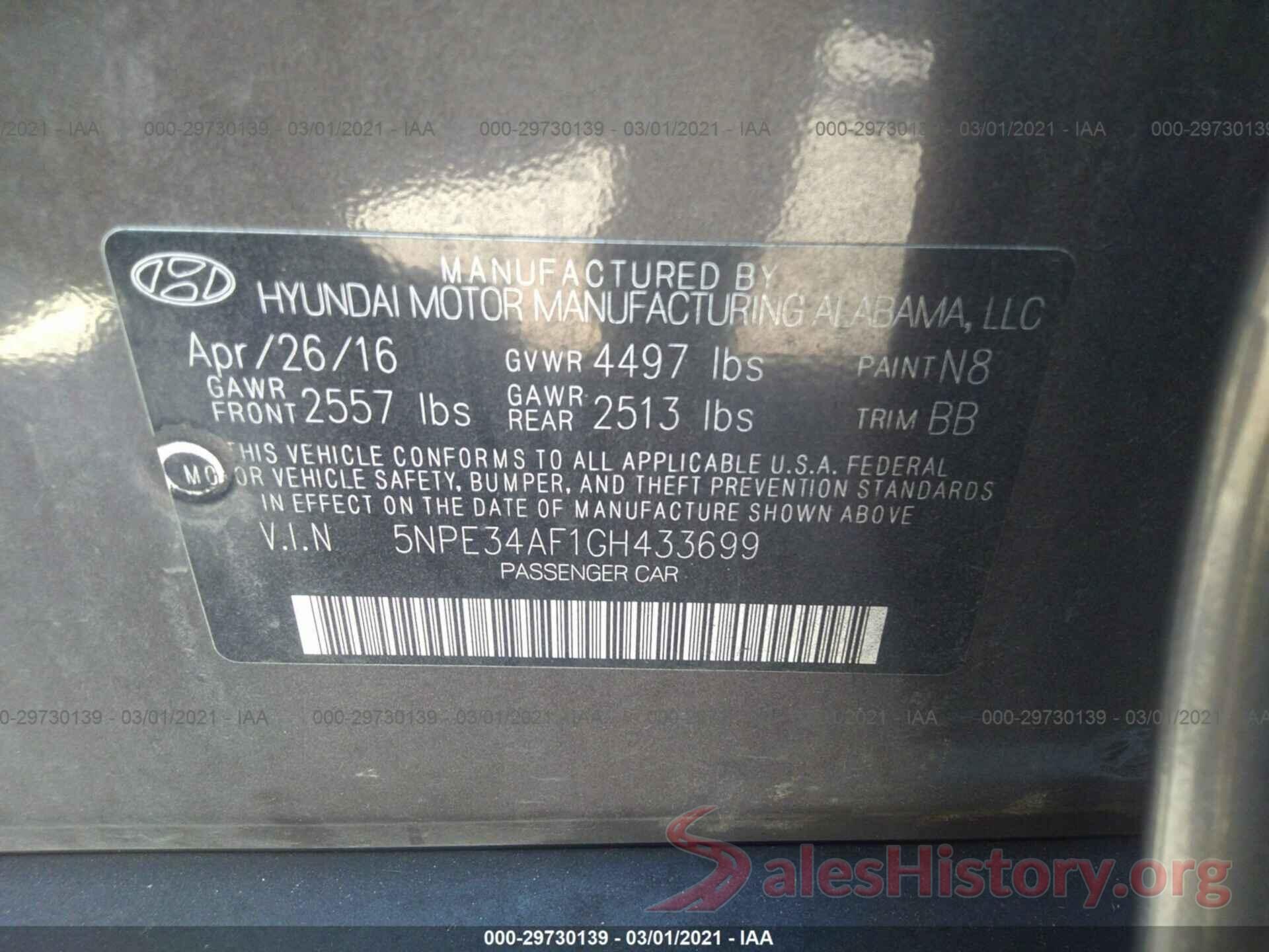 5NPE34AF1GH433699 2016 HYUNDAI SONATA