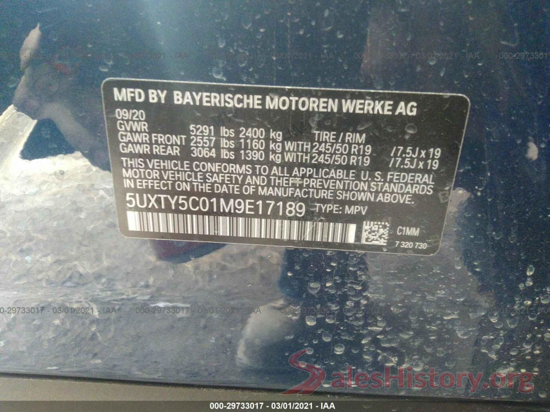 5UXTY5C01M9E17189 2021 BMW X3