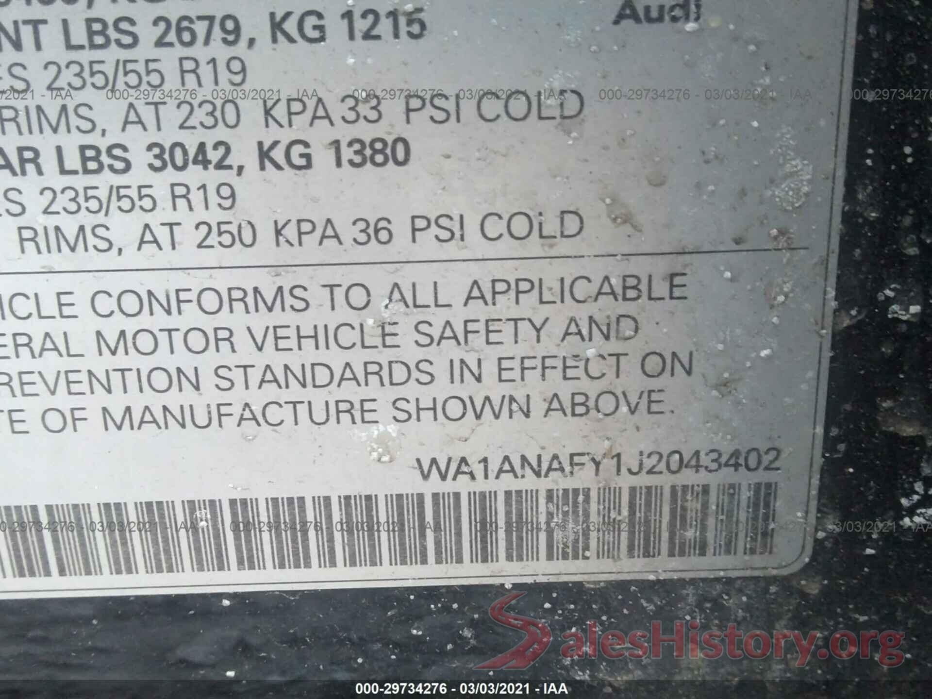 WA1ANAFY1J2043402 2018 AUDI Q5