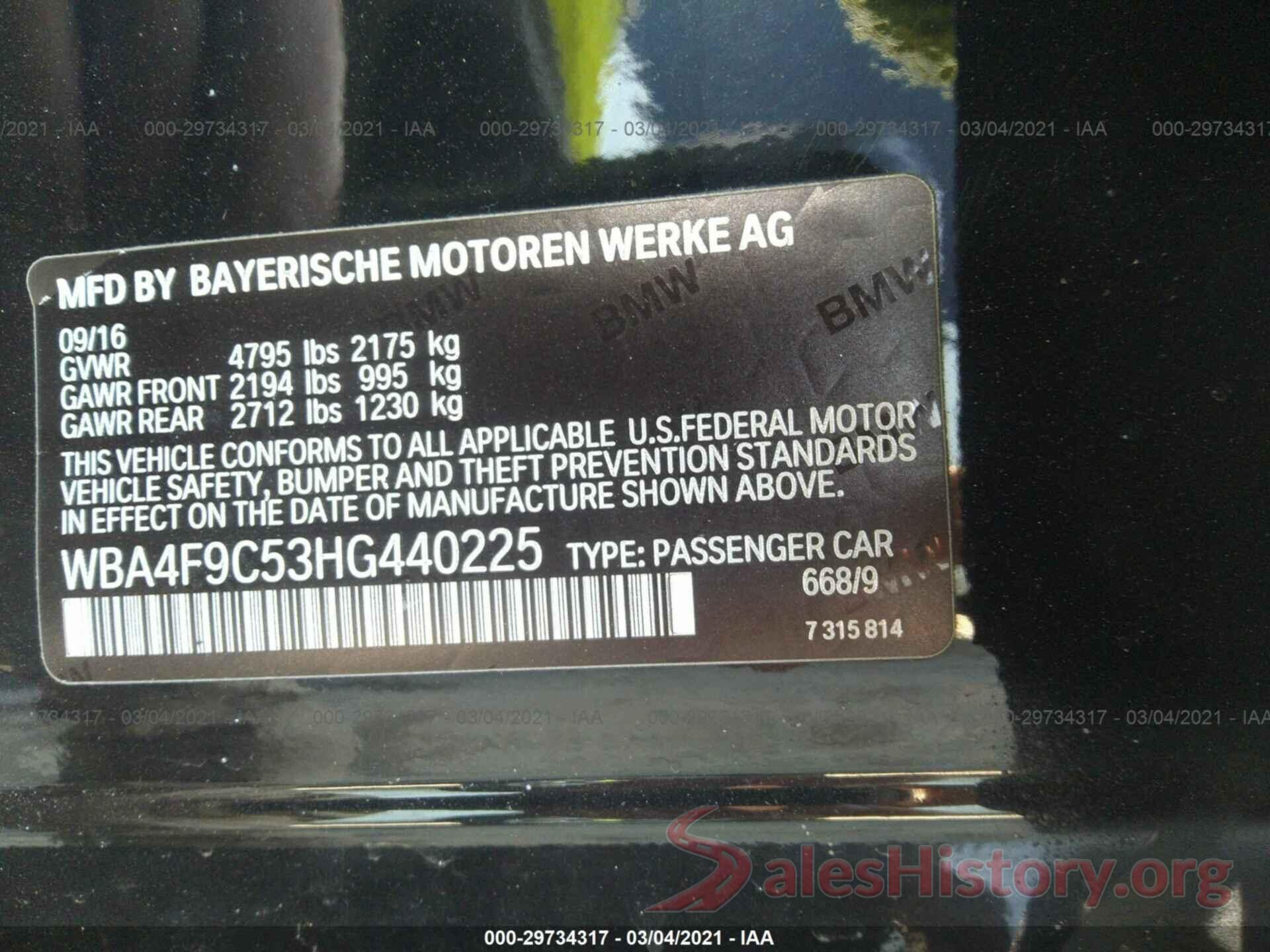 WBA4F9C53HG440225 2017 BMW 4 SERIES