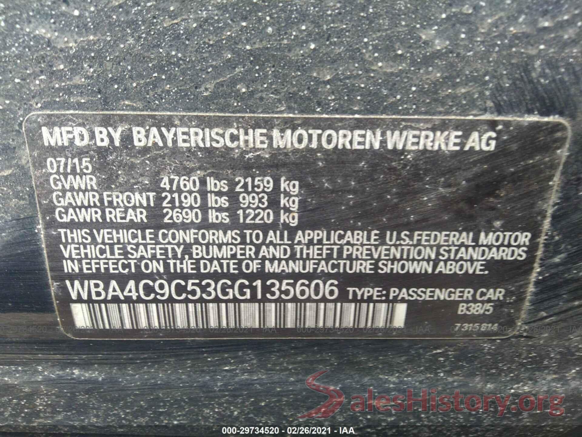 WBA4C9C53GG135606 2016 BMW 4 SERIES