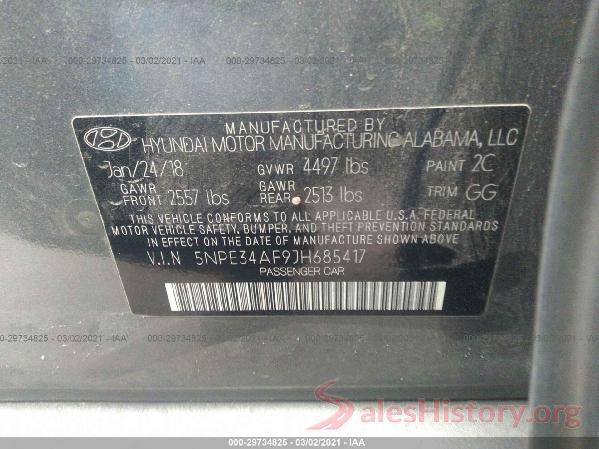 5NPE34AF9JH685417 2018 HYUNDAI SONATA