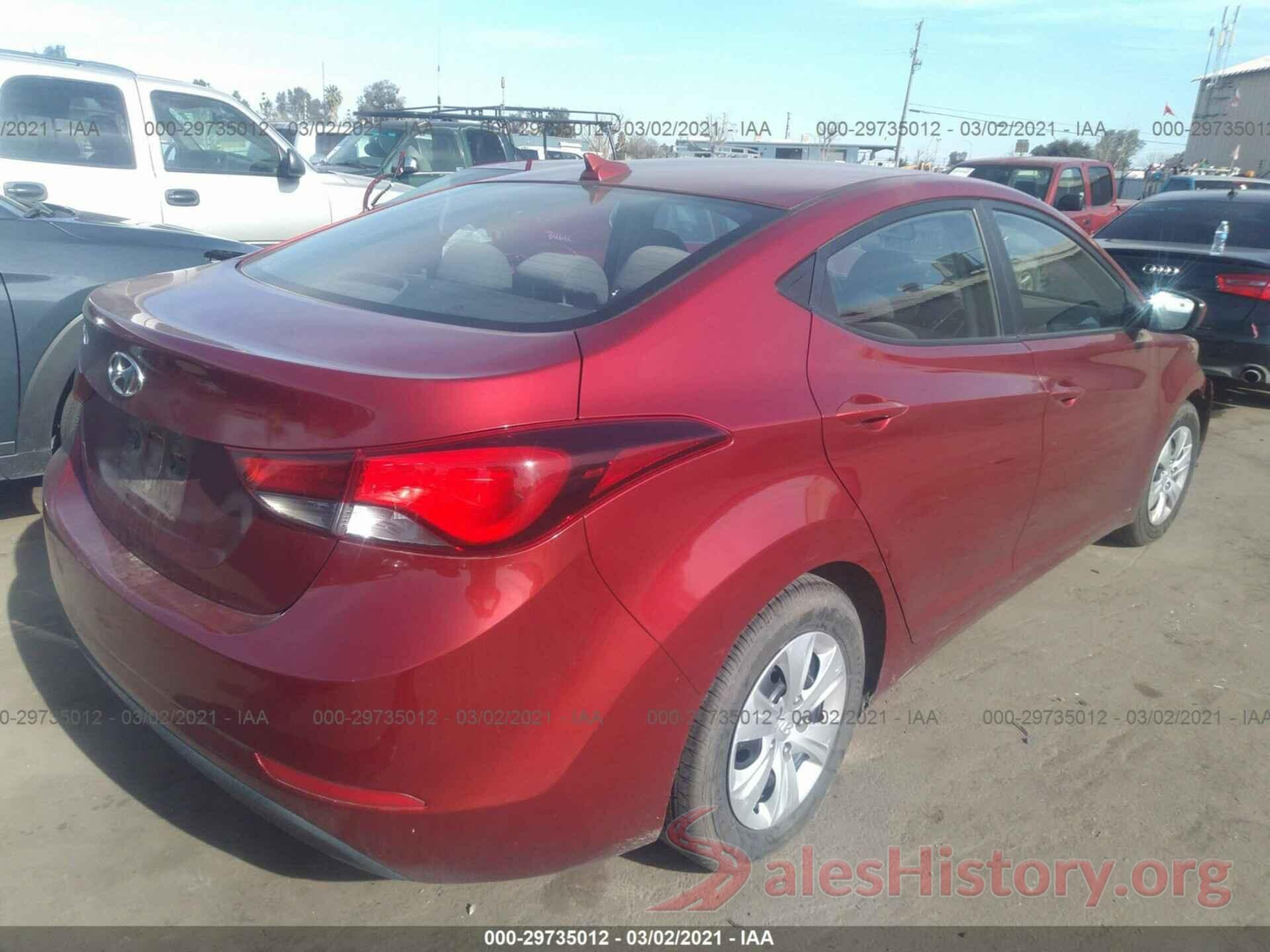 5NPDH4AE8GH709865 2016 HYUNDAI ELANTRA