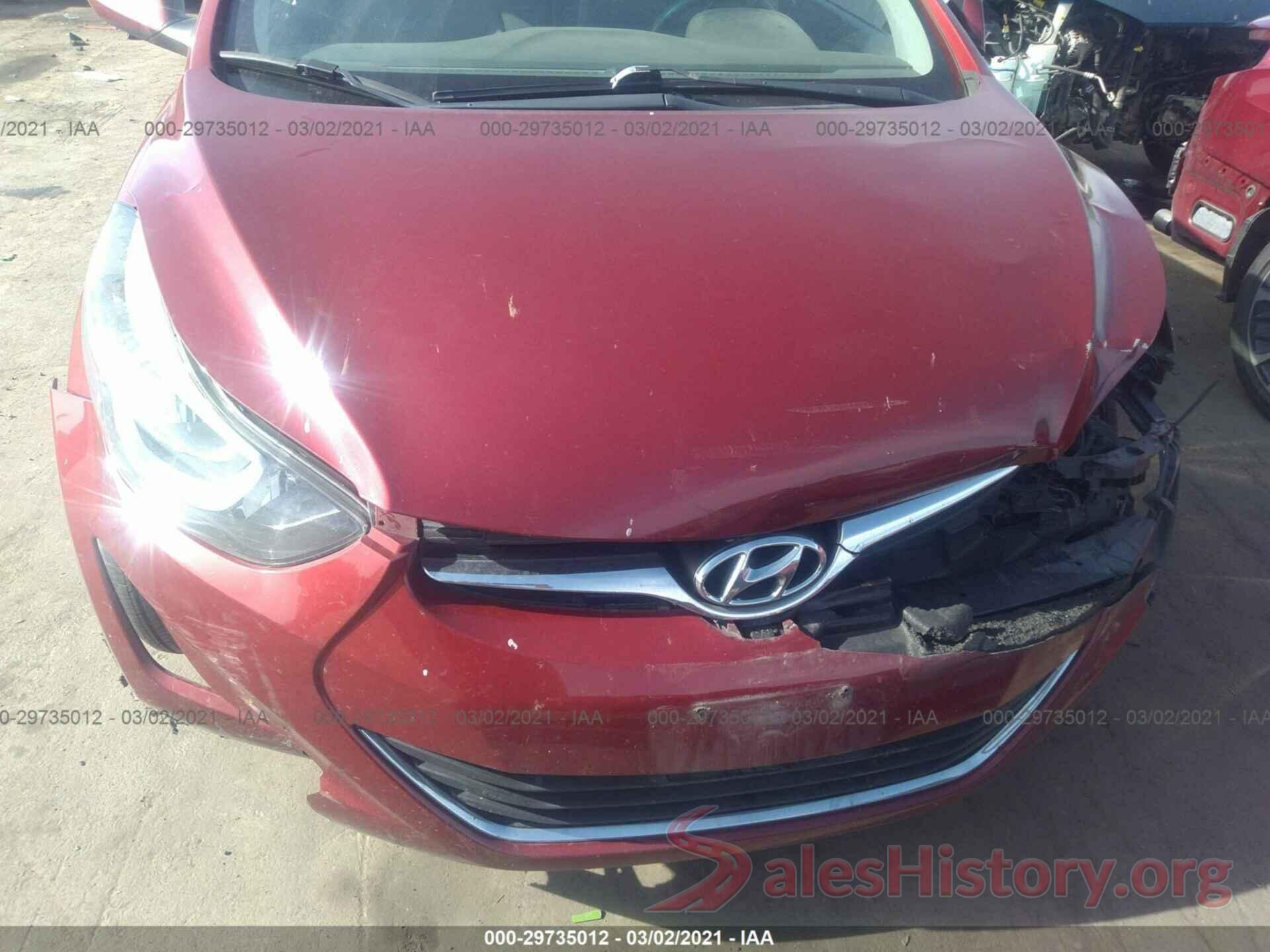 5NPDH4AE8GH709865 2016 HYUNDAI ELANTRA