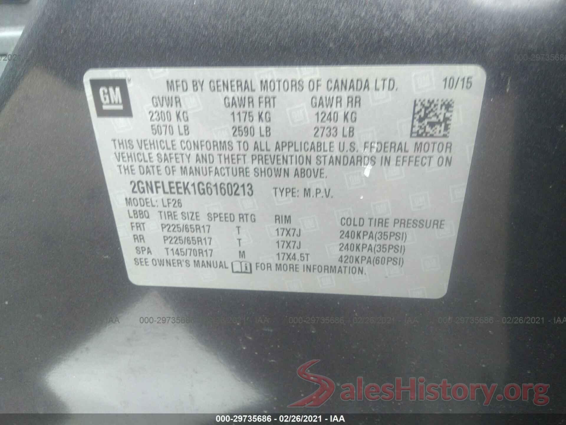 2GNFLEEK1G6160213 2016 CHEVROLET EQUINOX