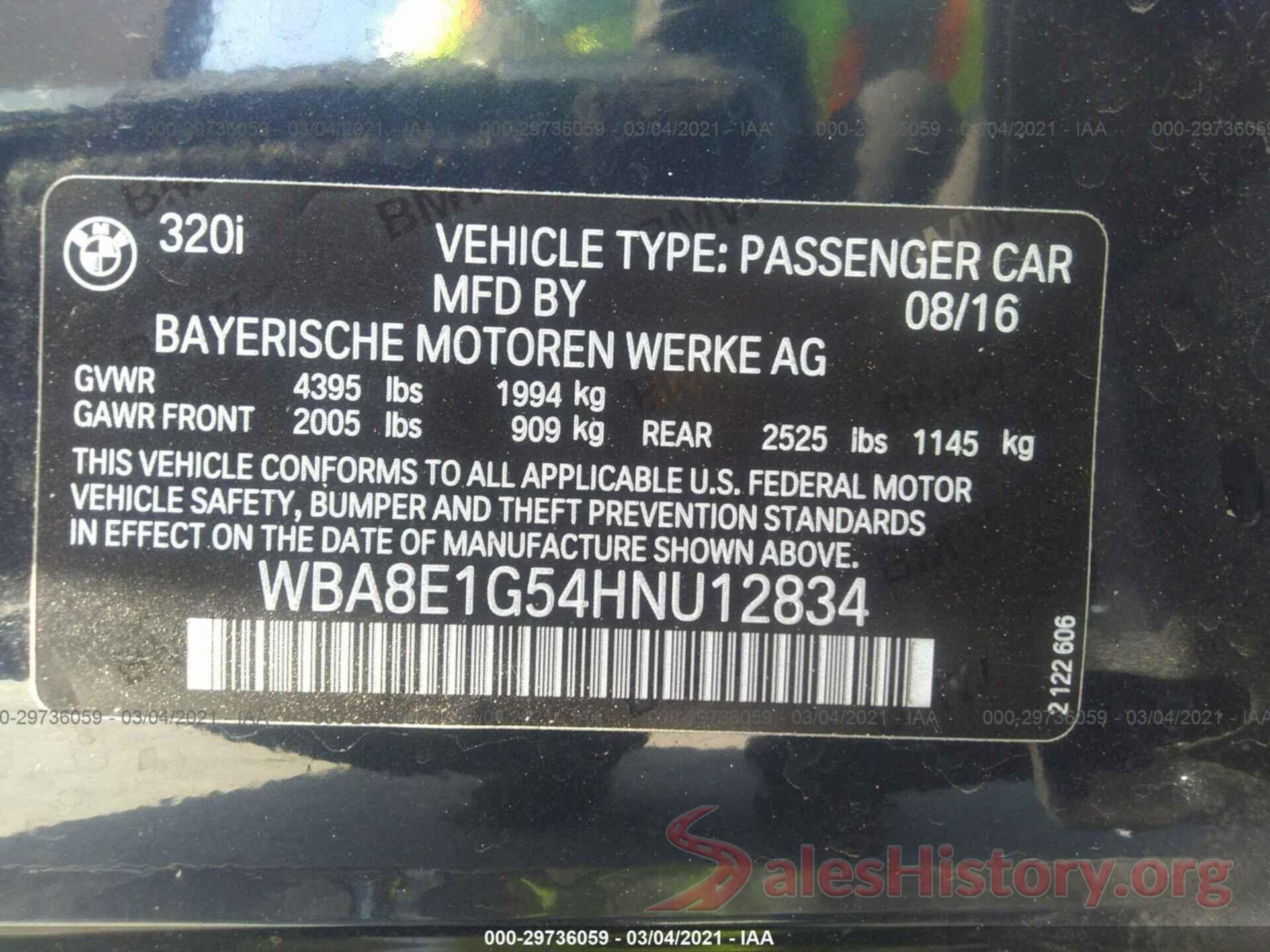 WBA8E1G54HNU12834 2017 BMW 3 SERIES