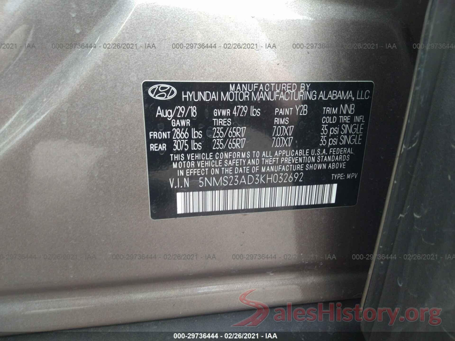 5NMS23AD3KH032692 2019 HYUNDAI SANTA FE