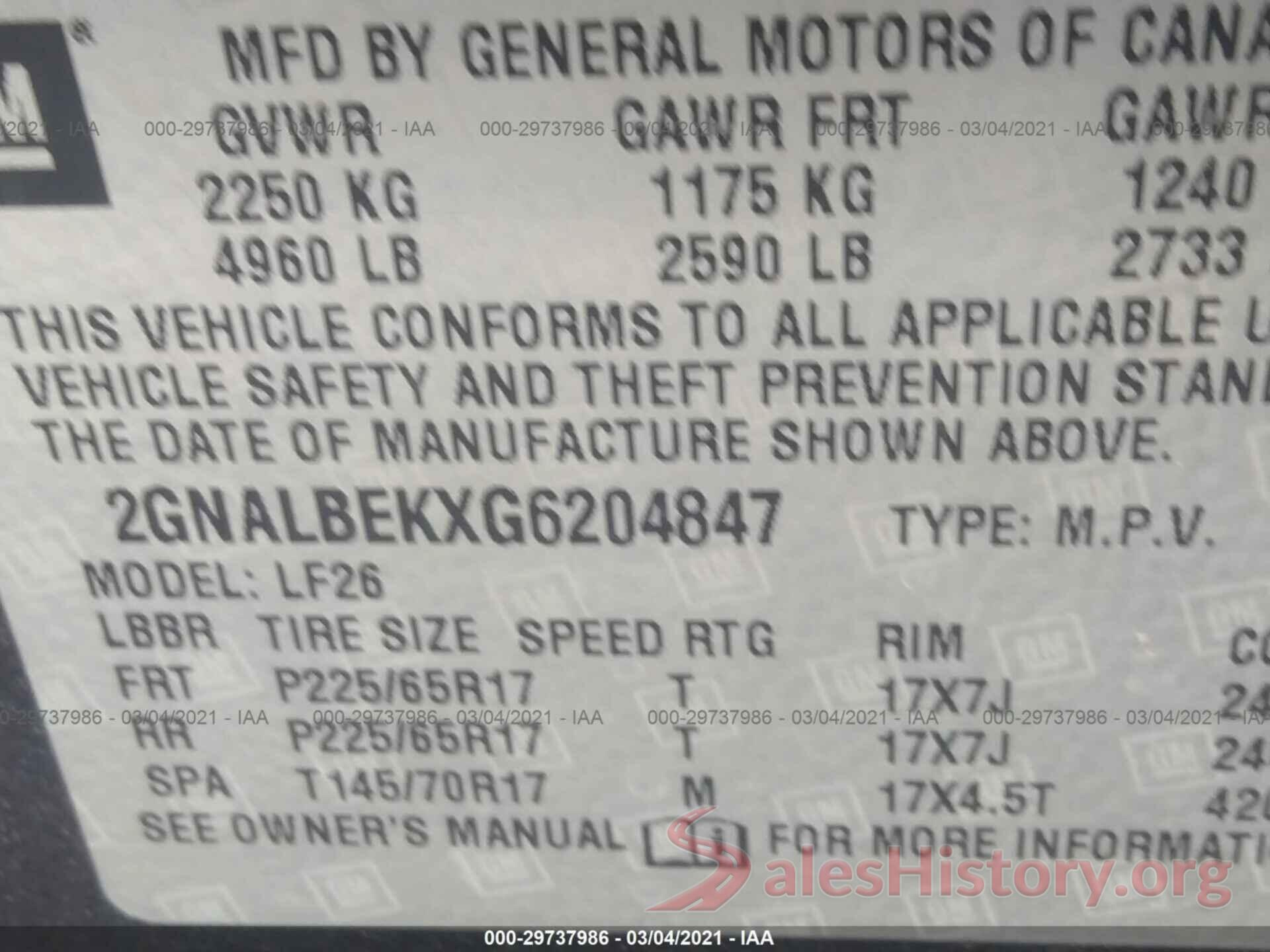 2GNALBEKXG6204847 2016 CHEVROLET EQUINOX