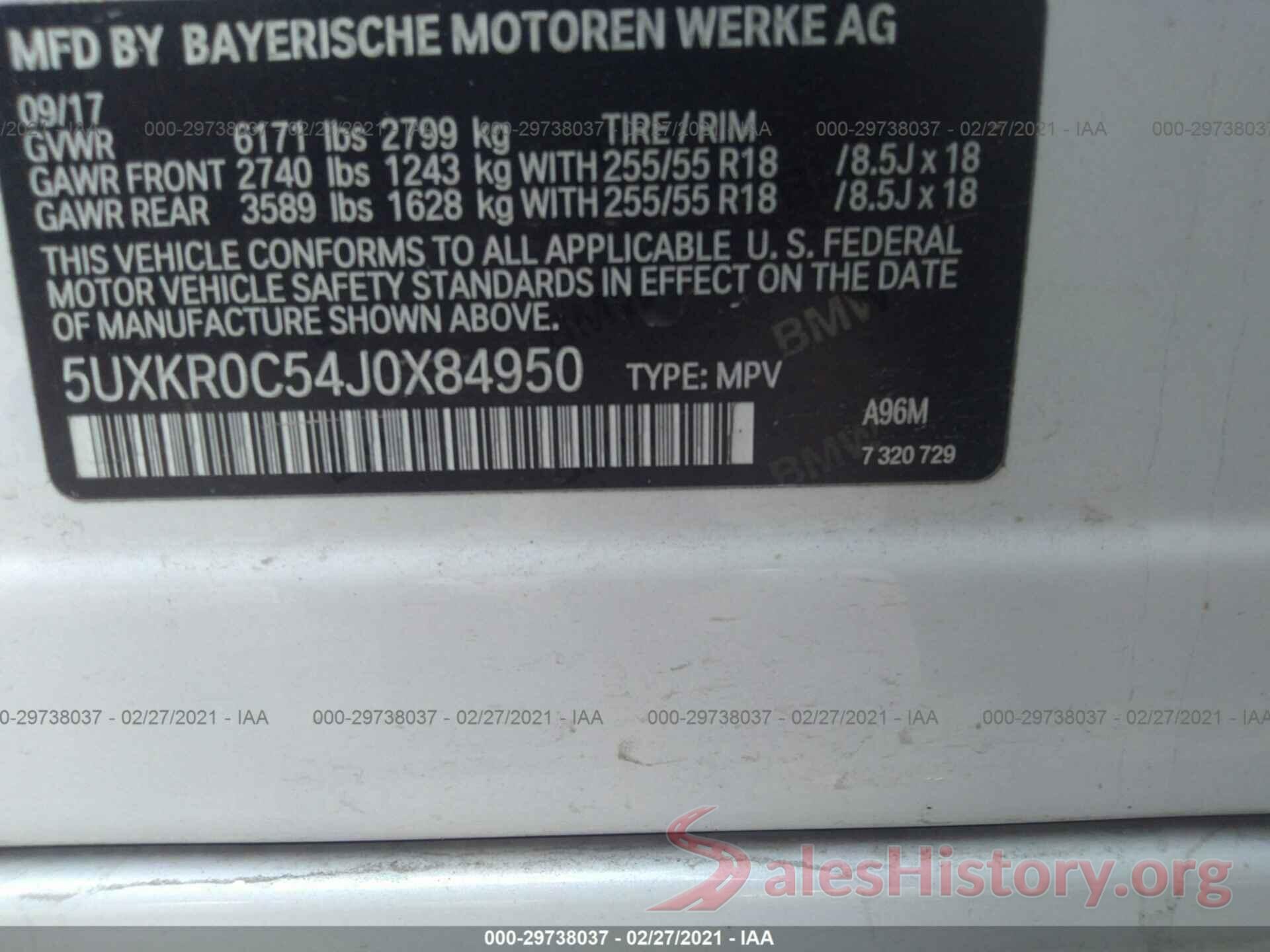 5UXKR0C54J0X84950 2018 BMW X5