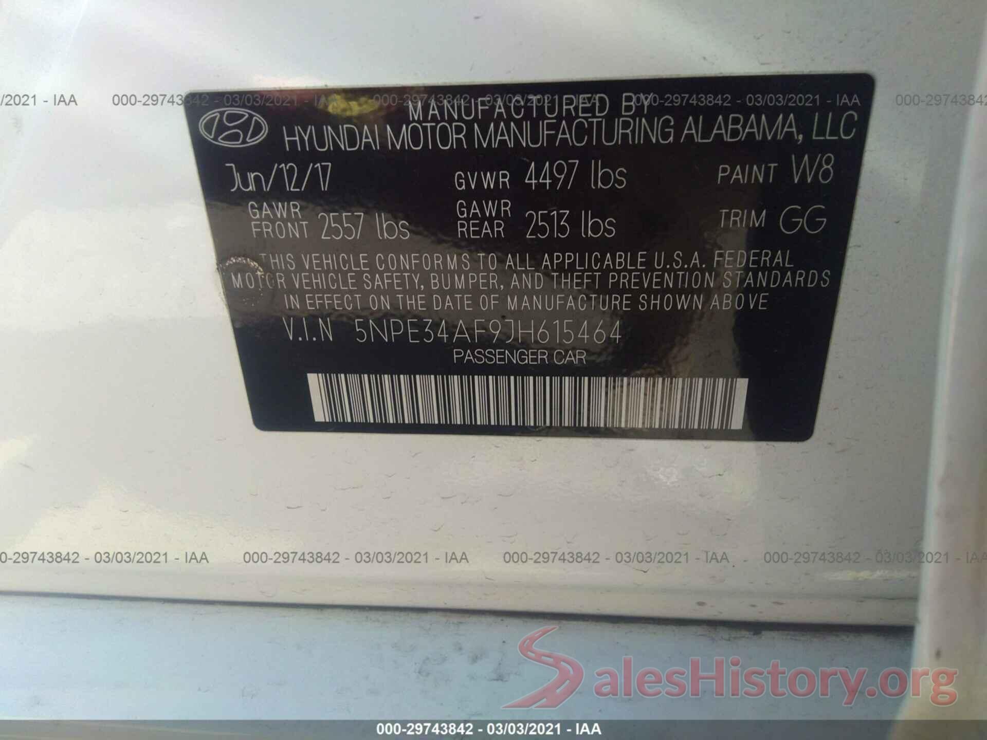 5NPE34AF9JH615464 2018 HYUNDAI SONATA