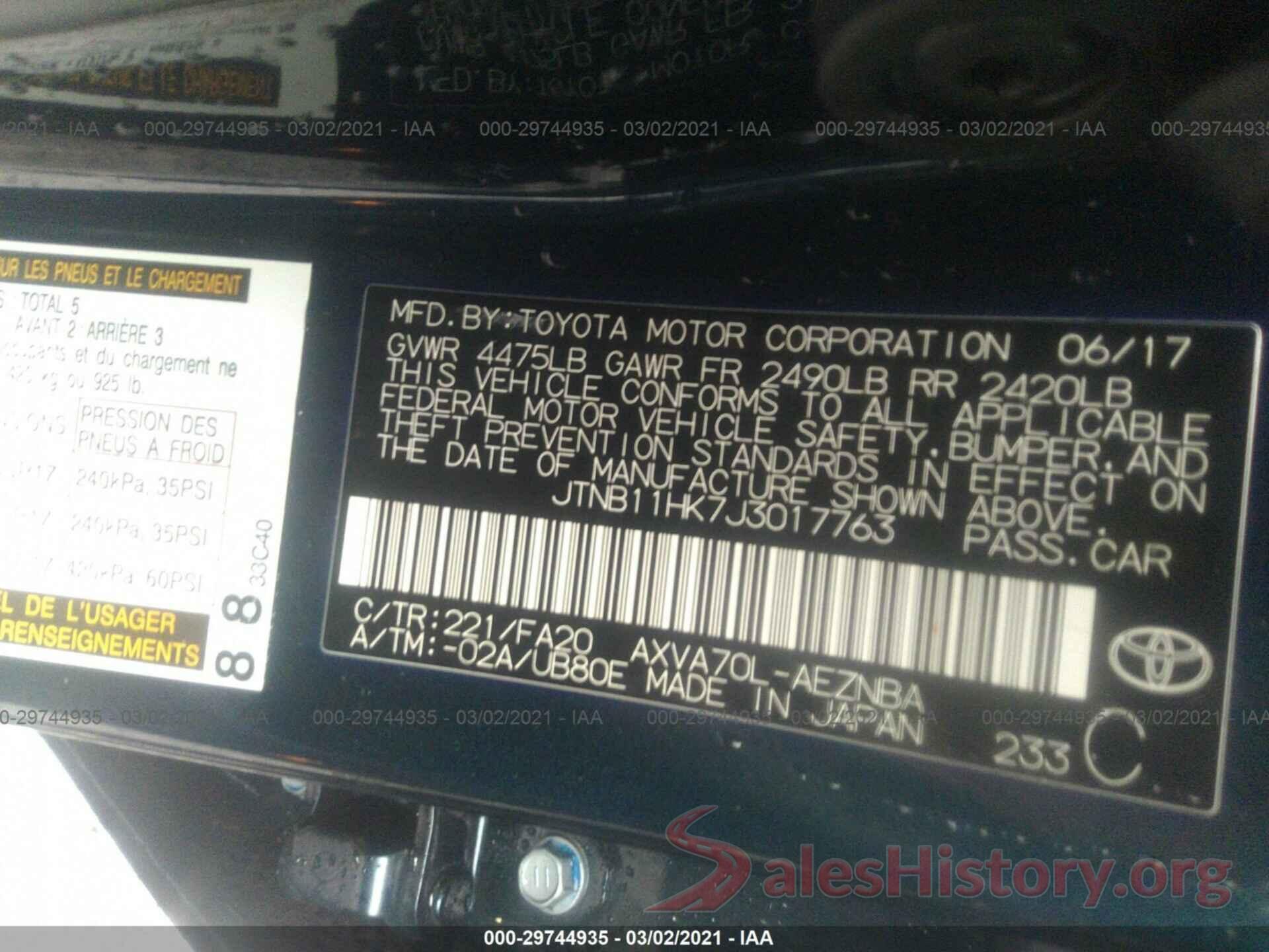 JTNB11HK7J3017763 2018 TOYOTA CAMRY