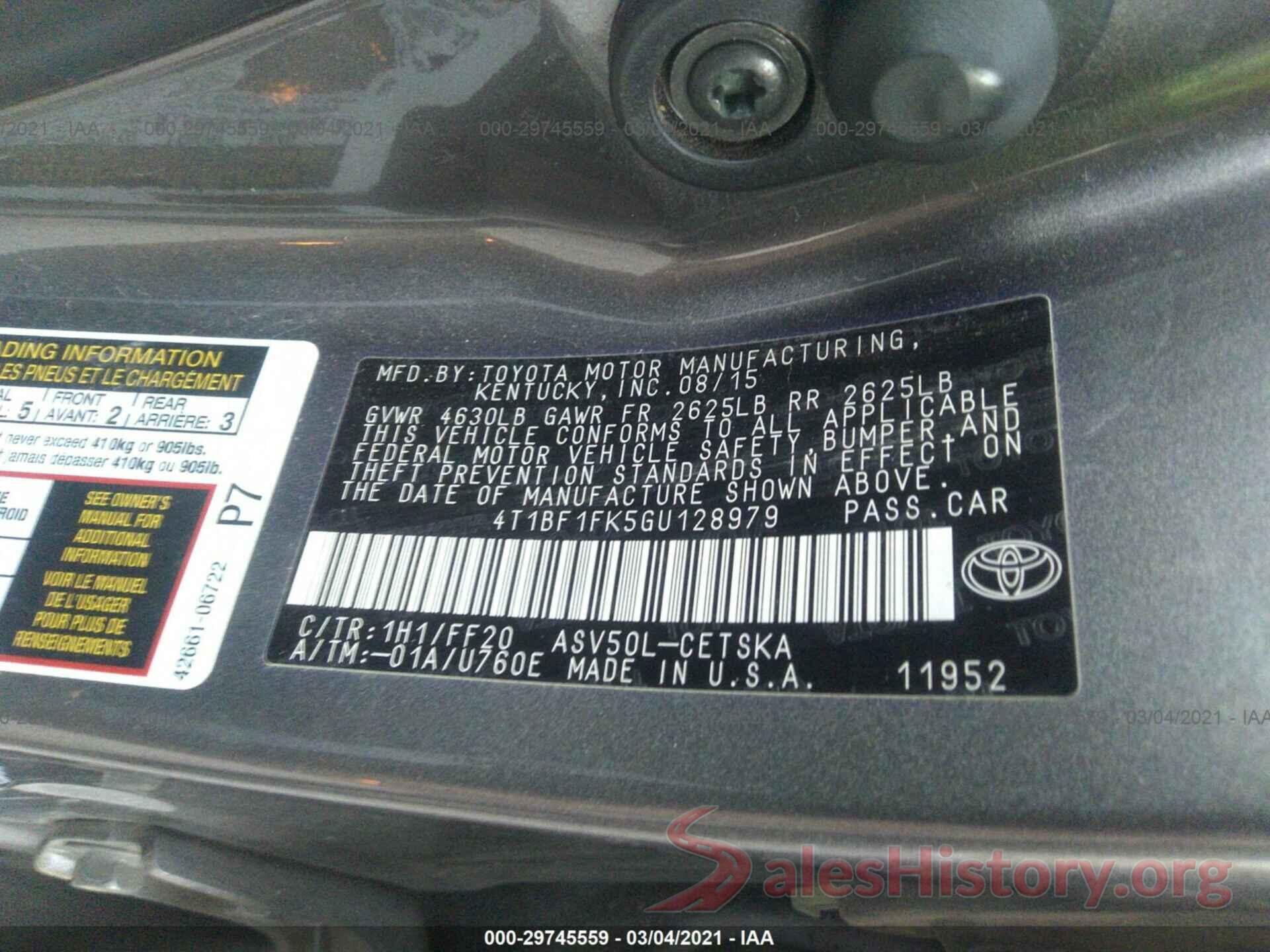 4T1BF1FK5GU128979 2016 TOYOTA CAMRY