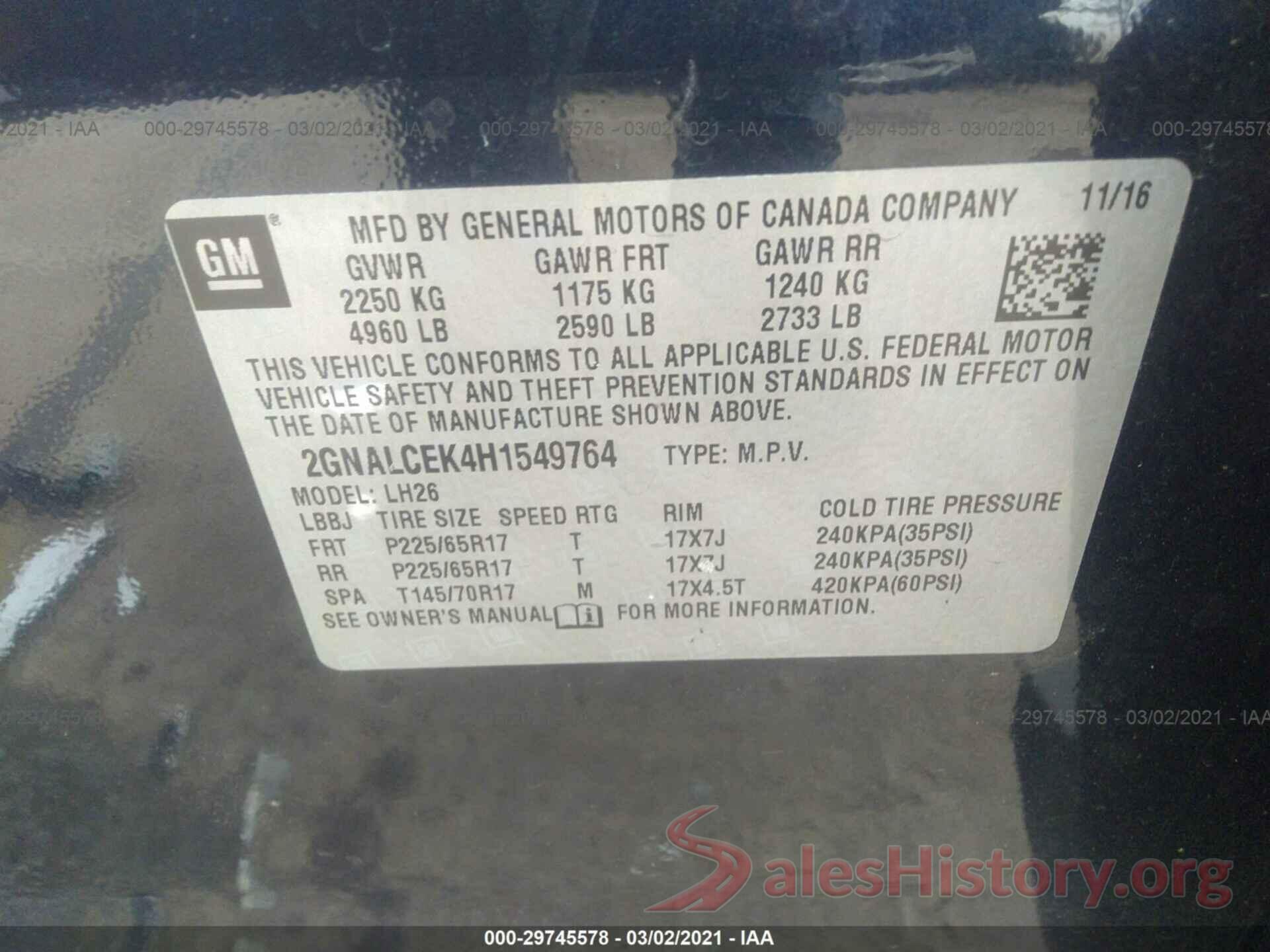 2GNALCEK4H1549764 2017 CHEVROLET EQUINOX