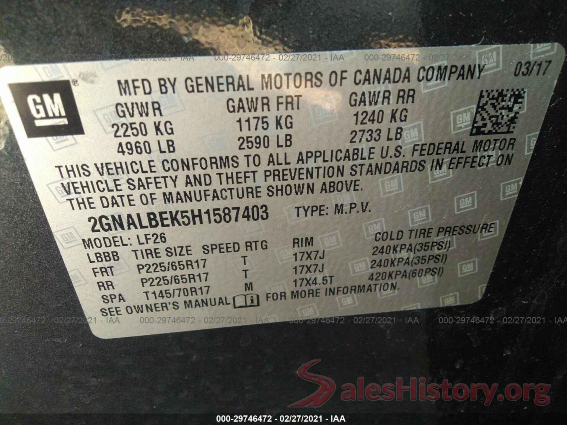 2GNALBEK5H1587403 2017 CHEVROLET EQUINOX