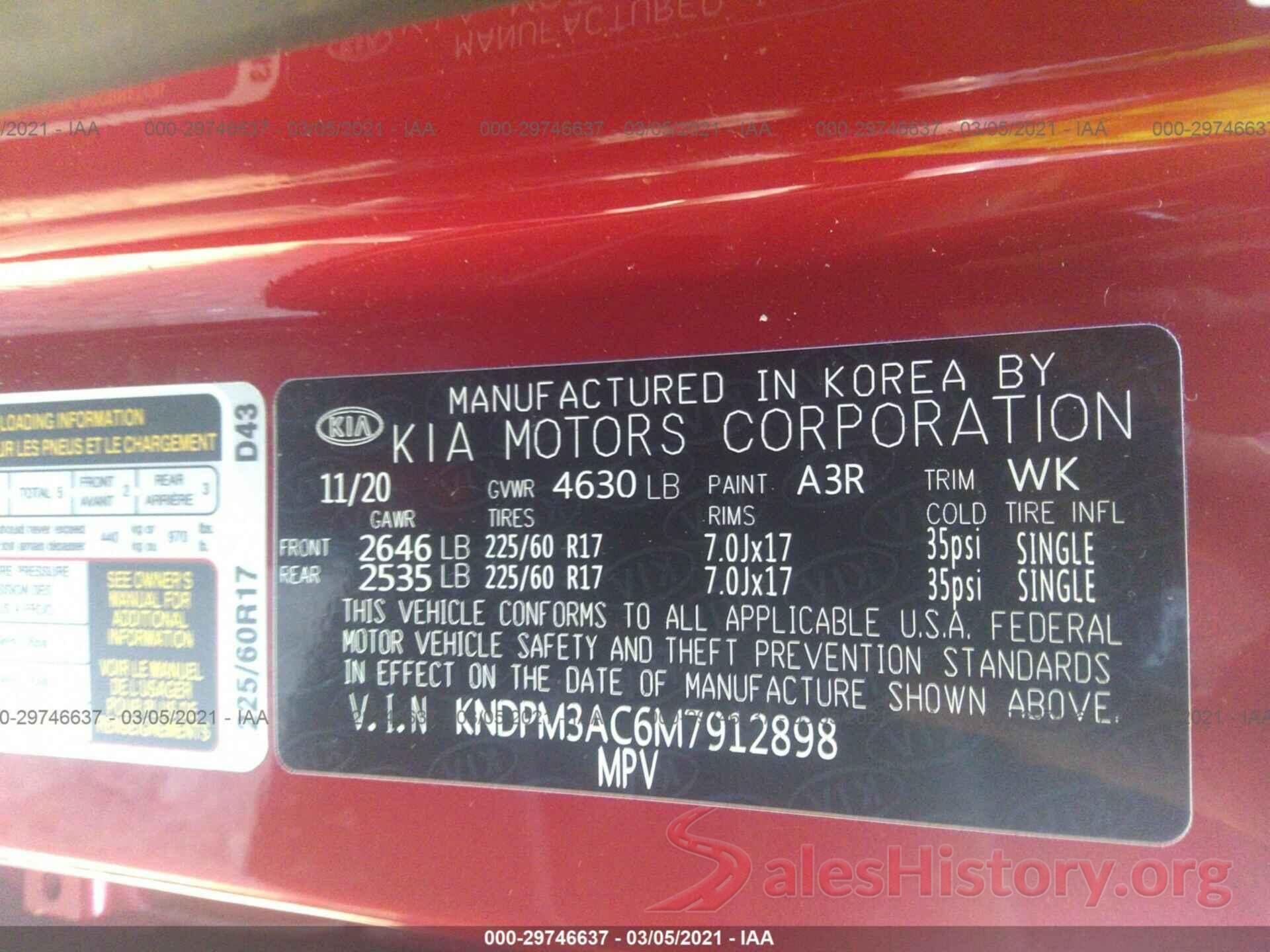 KNDPM3AC6M7912898 2021 KIA SPORTAGE