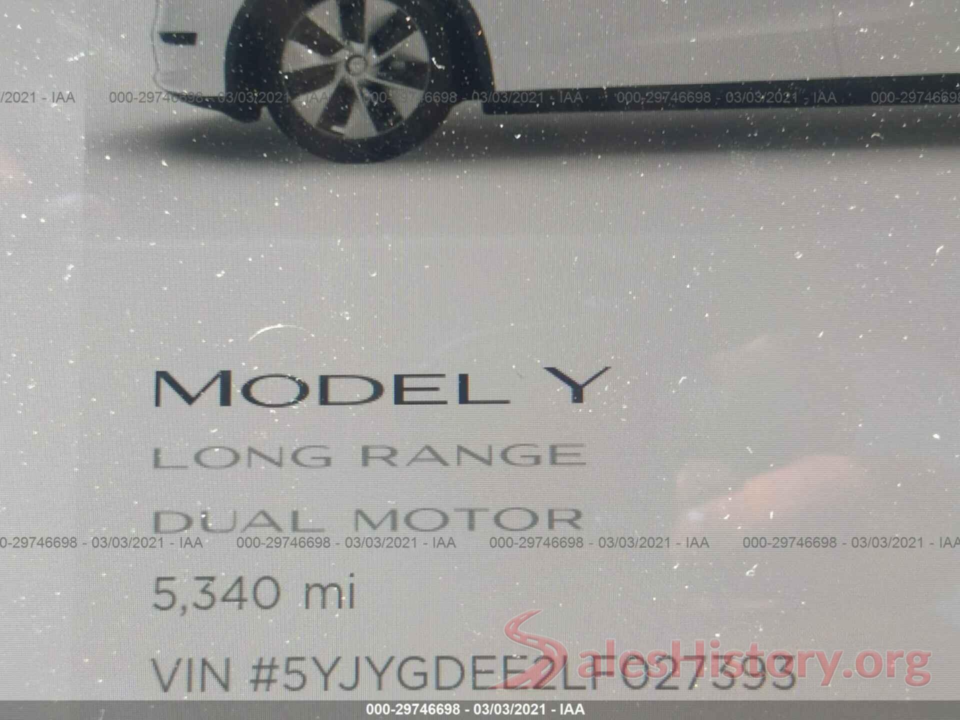 5YJYGDEE2LF027393 2020 TESLA MODEL Y